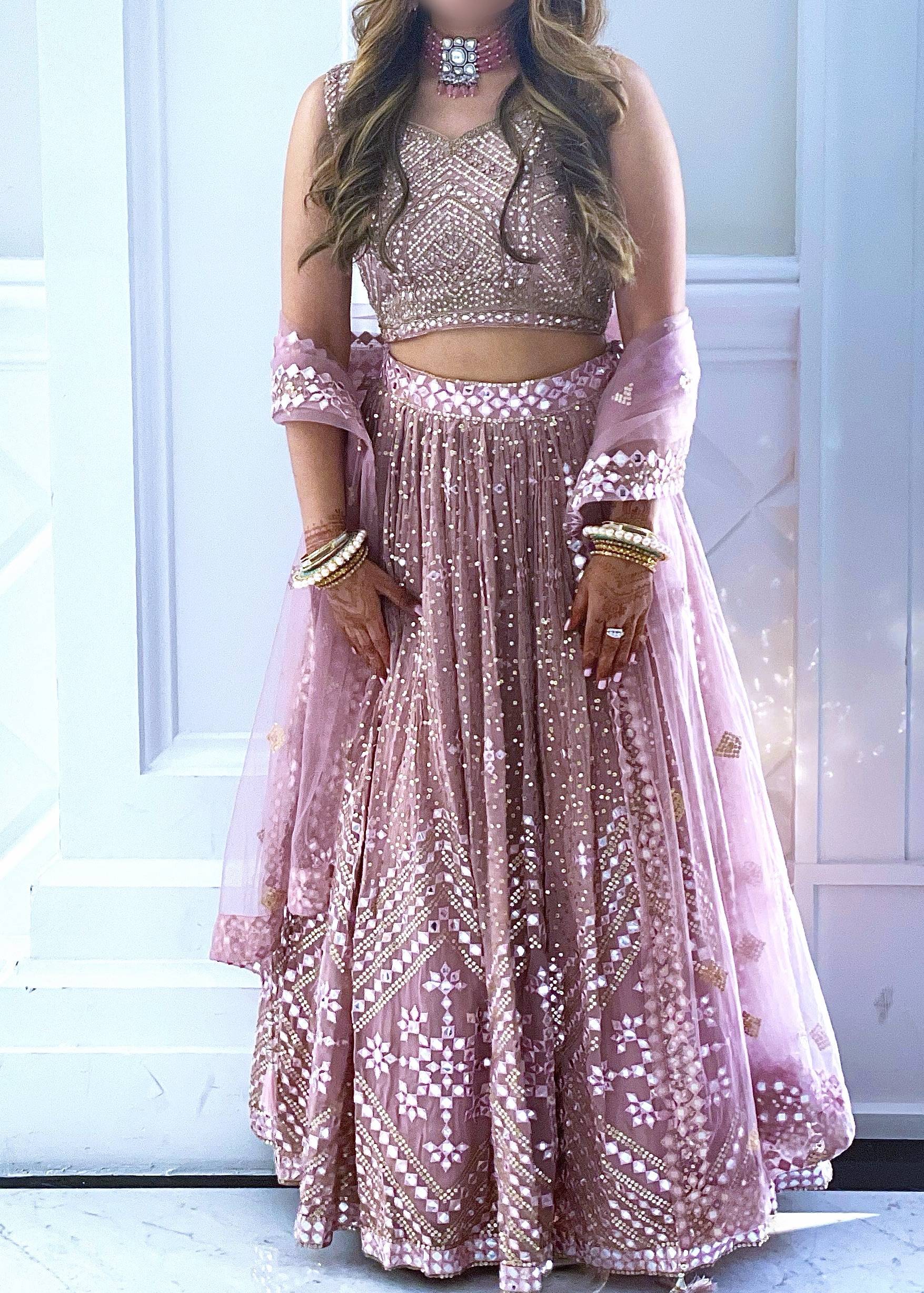Dusty Pink Mirrorwork Lehenga Image - 0