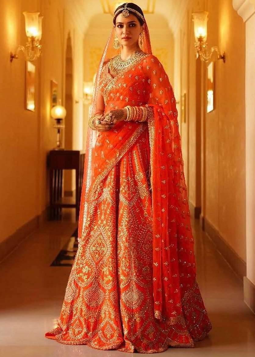 Orange Gotta & Pearl Lehenga Image - 0