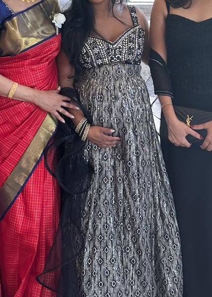Black and Silver Sequin Lehenga Image - 1