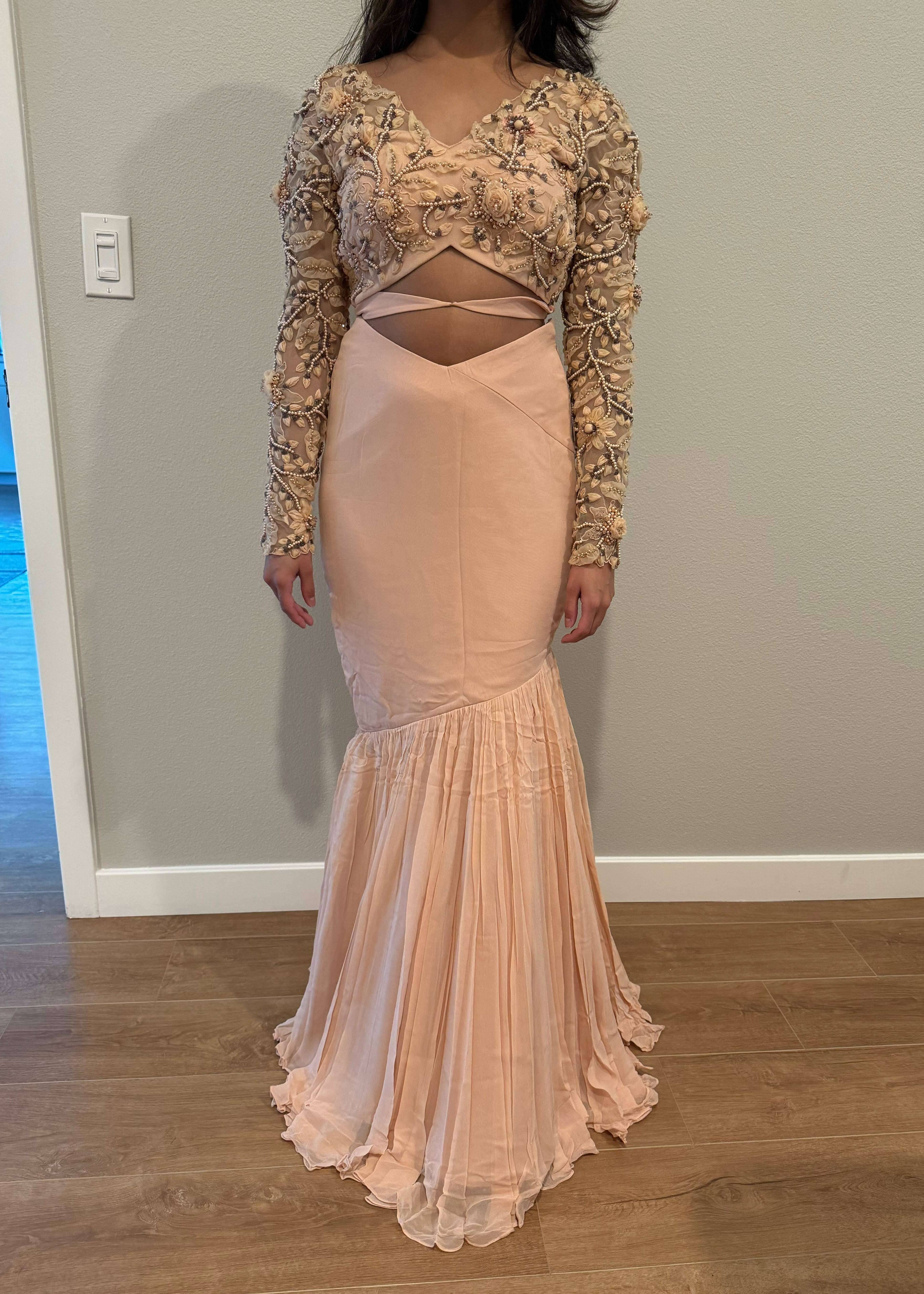 Peach Fishtail Lehenga Image - 1