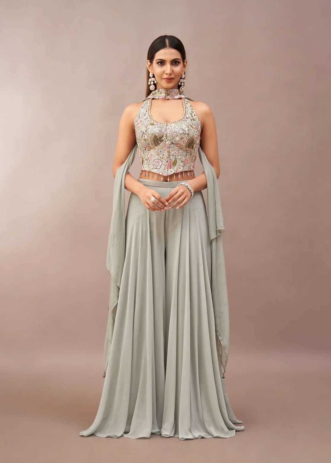 Sage Grey Palazzo Set Image - 0