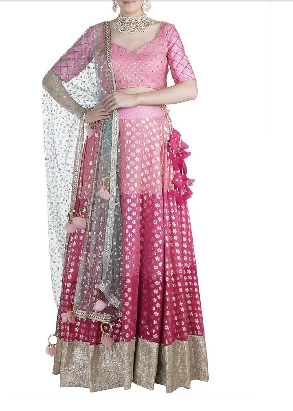 Colorblock Pink Lehenga Image - 3