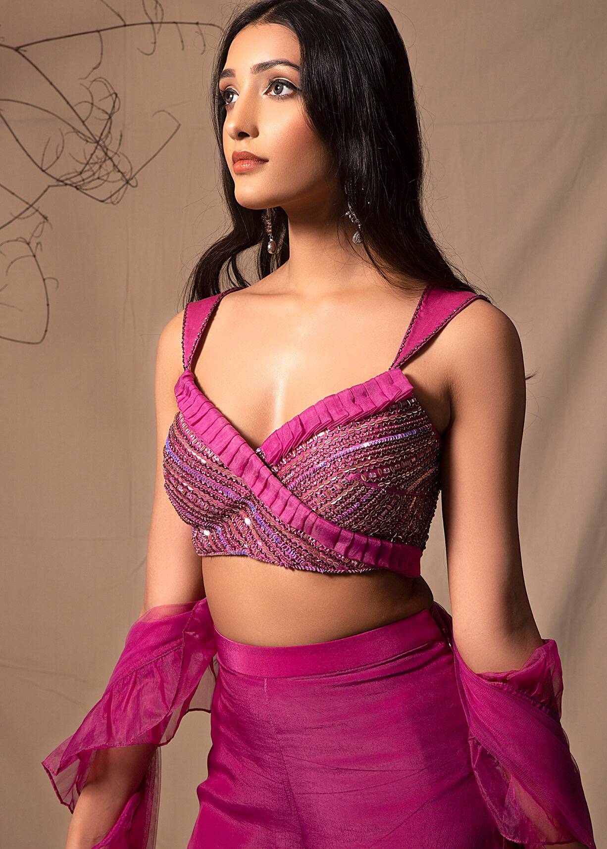 Rani Pink Sequin Sharara Set Image - 1