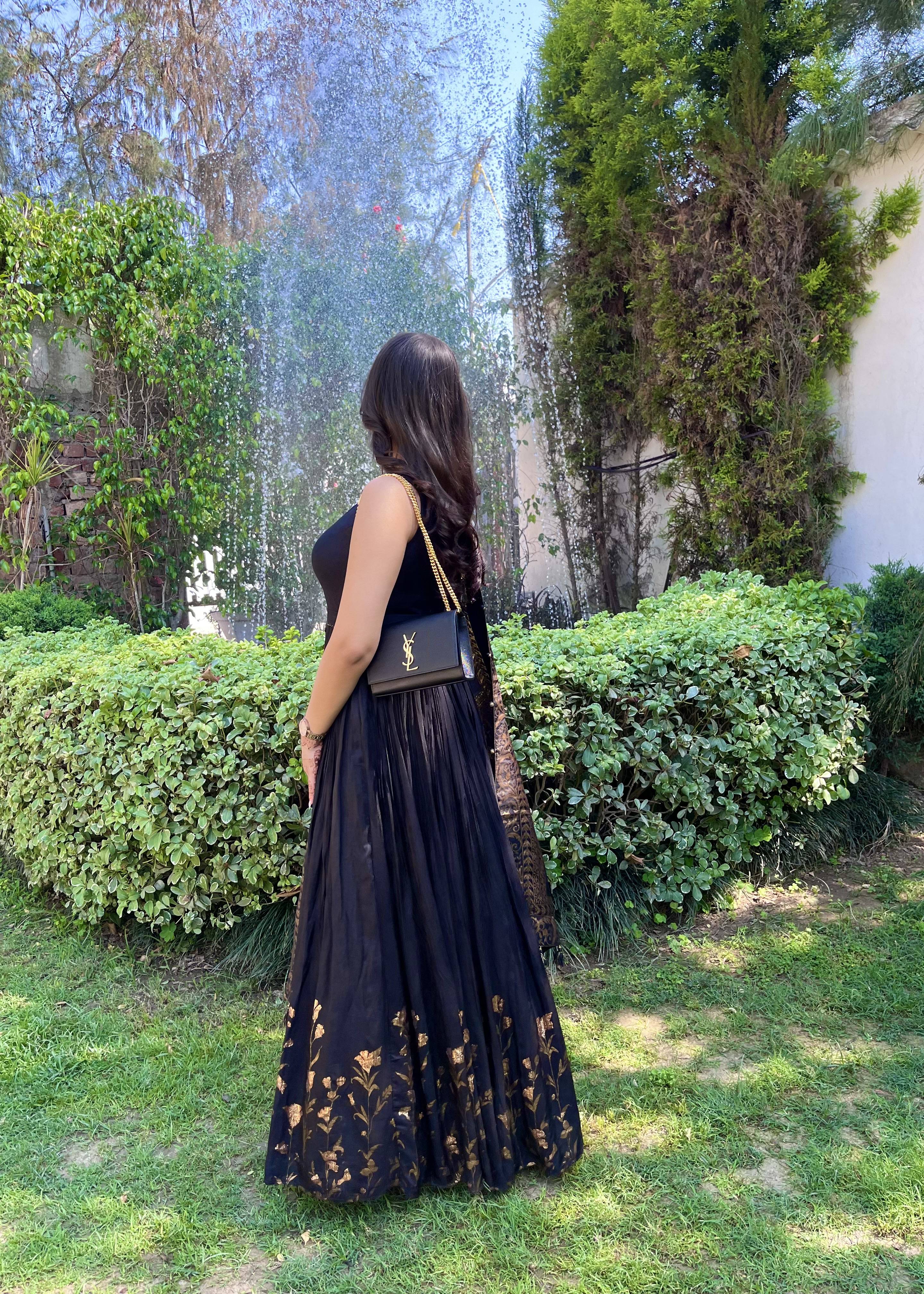 Black and Gold Anarkali Image - 1