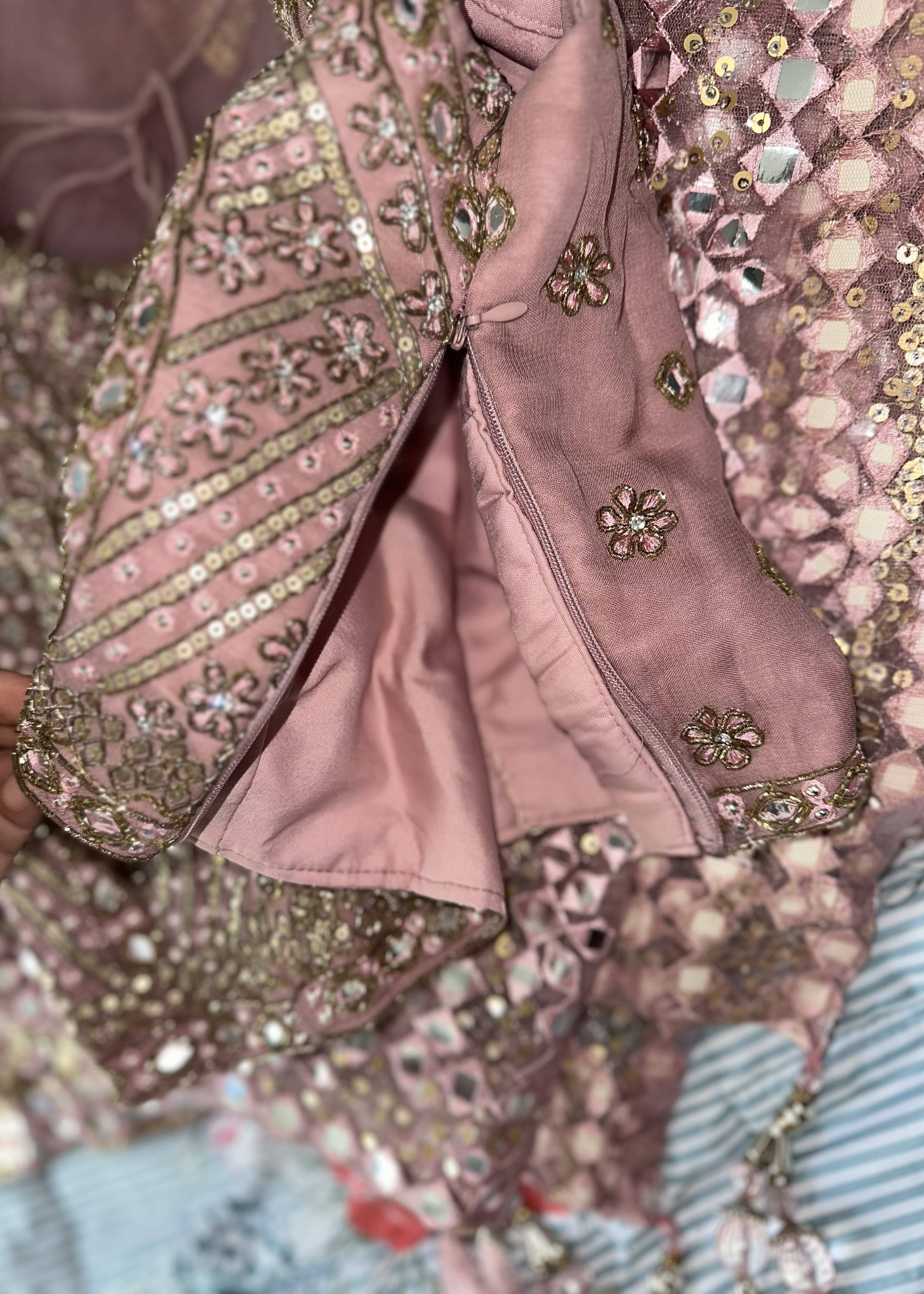 Dusty Pink Mirrorwork Lehenga Image - 4