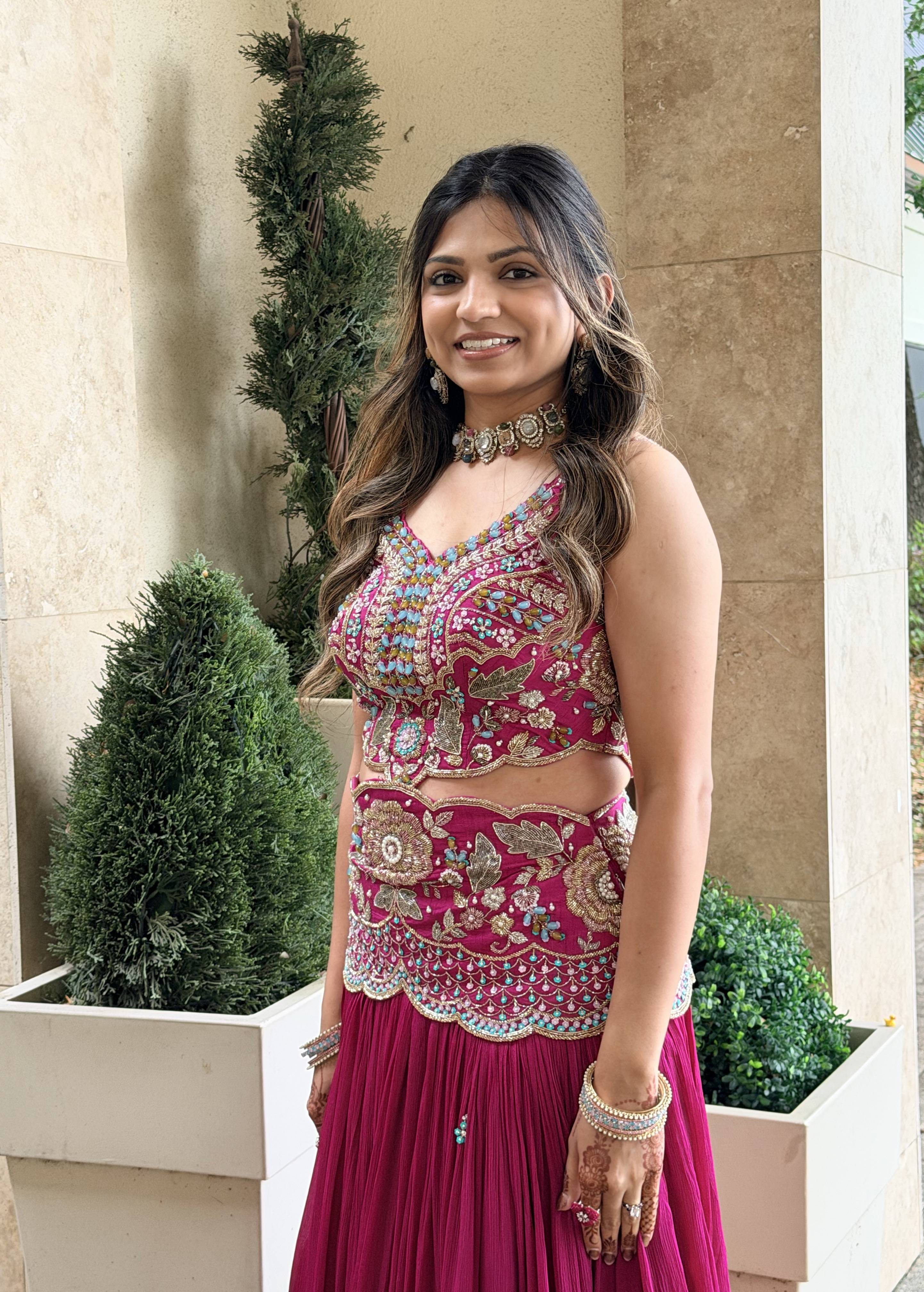 Rani Pink Embroidered Lehenga Set Image - 1