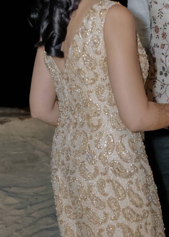 Hand Beaded Gold Gown Image - 4