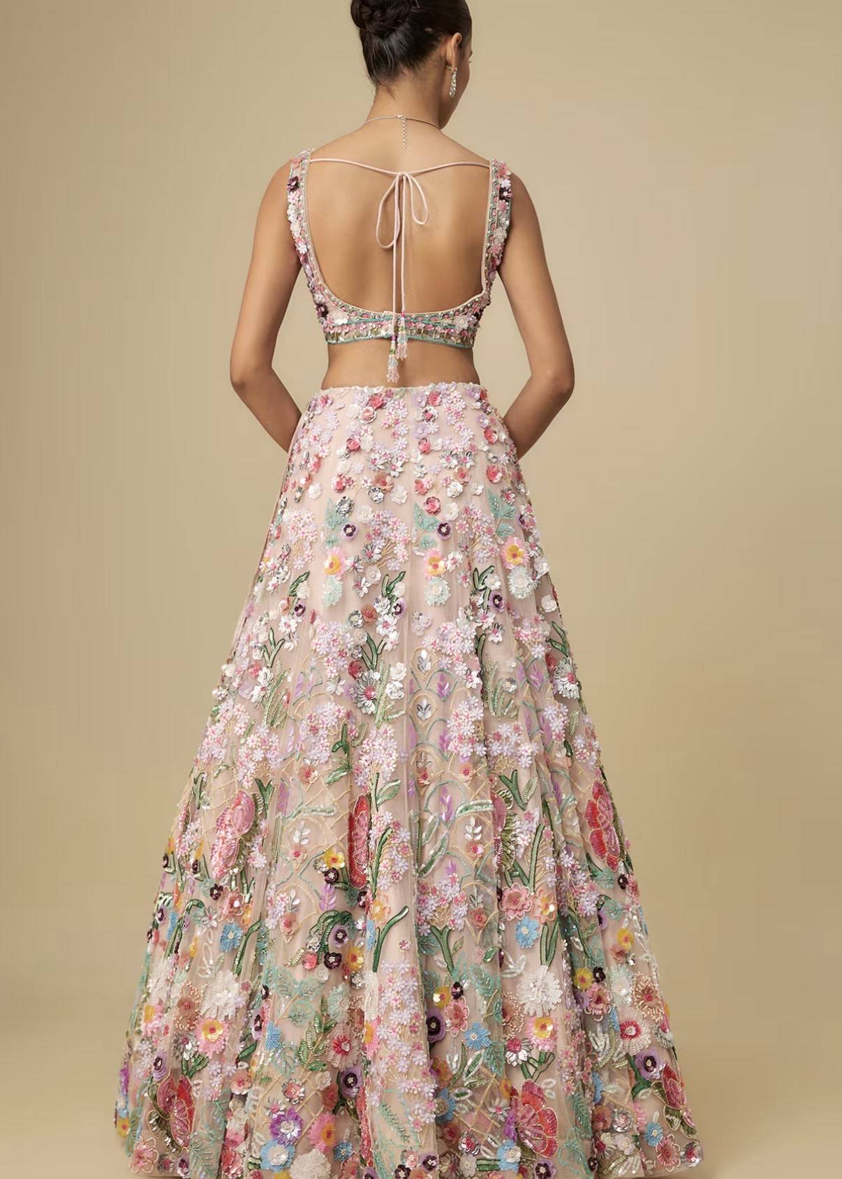 Blush Floral Embellished Lehenga Set Image - 1