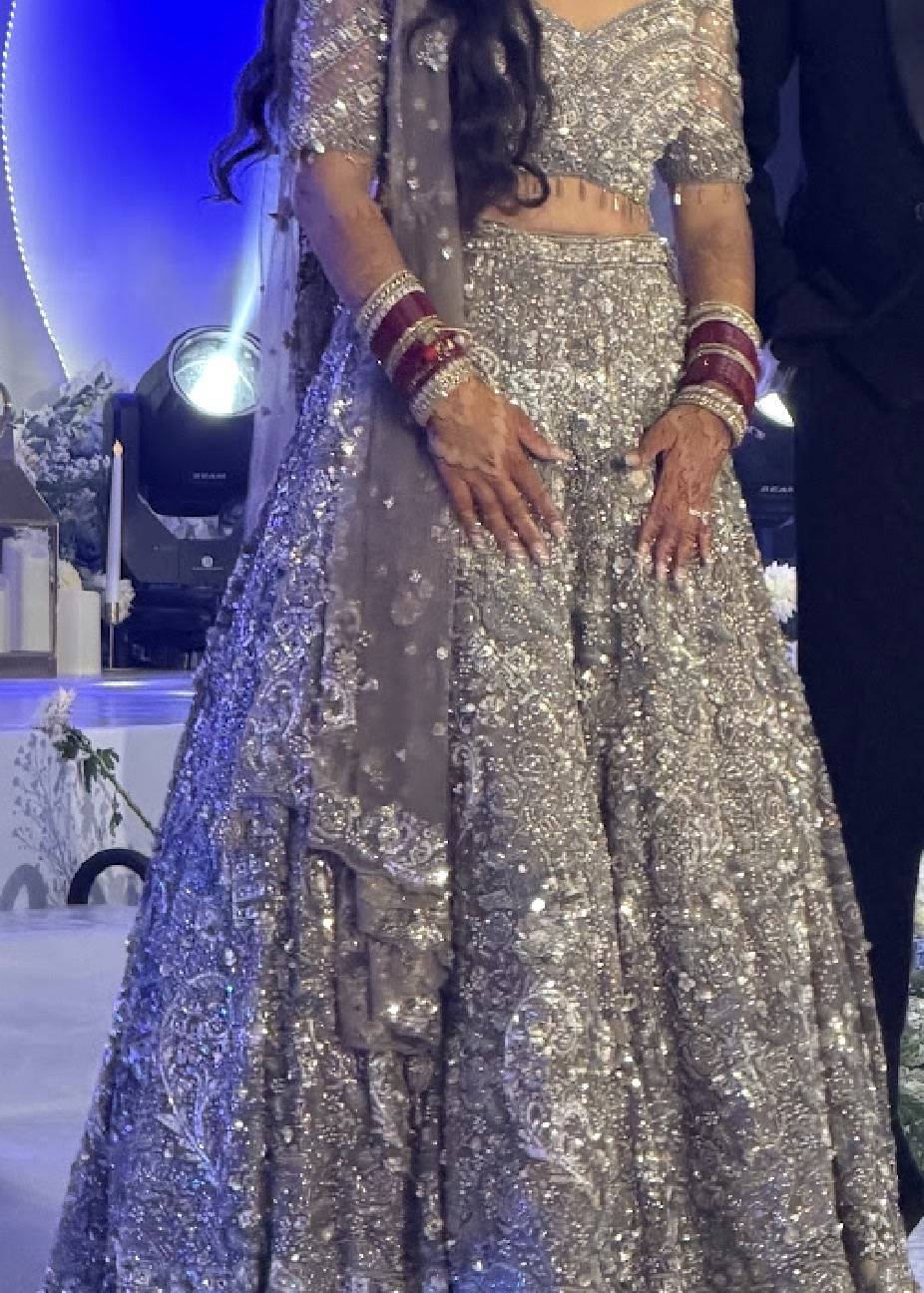 Silver Embellished Bridal Lehenga Image - 0