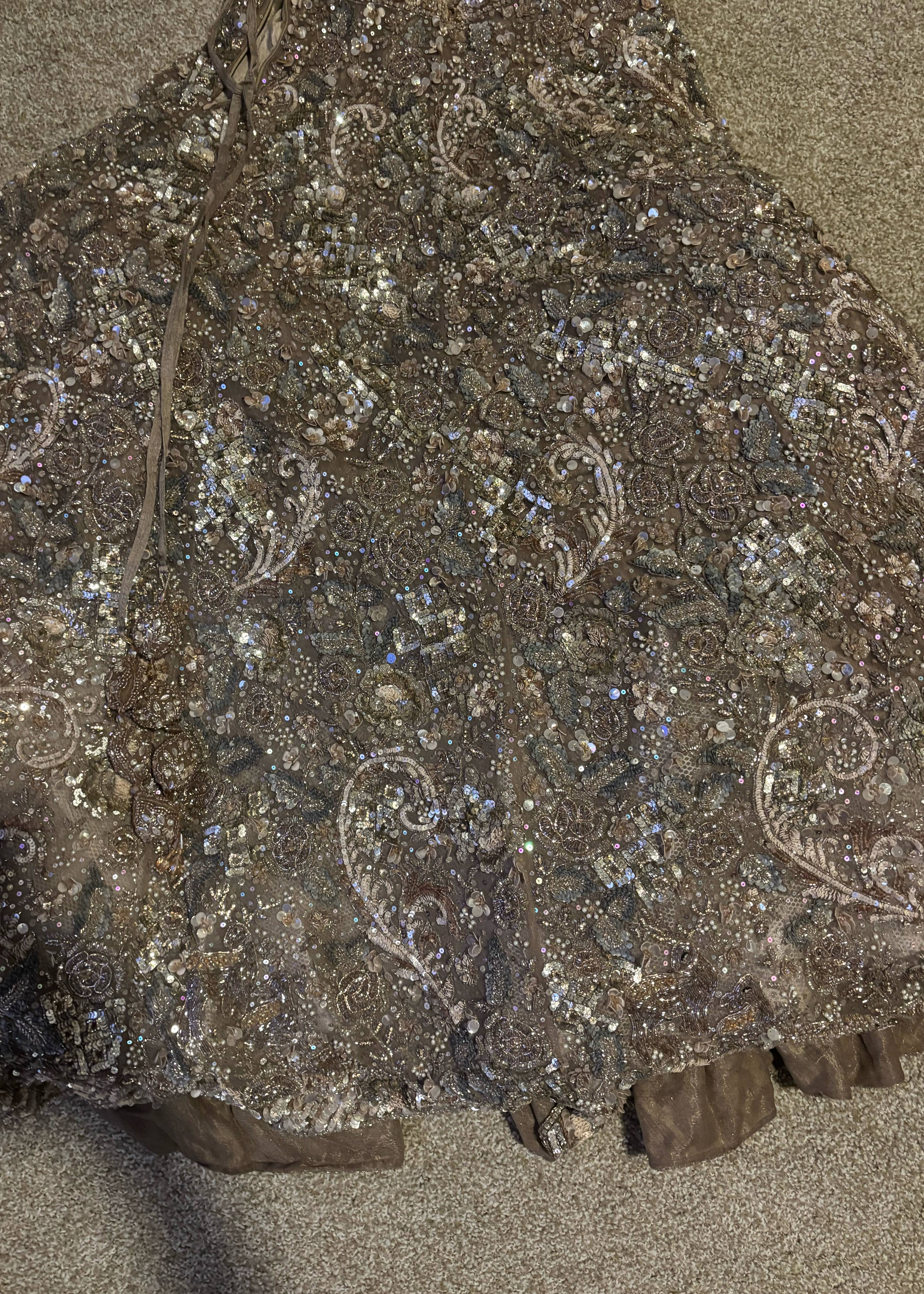 Silver Embellished Bridal Lehenga Image - 1