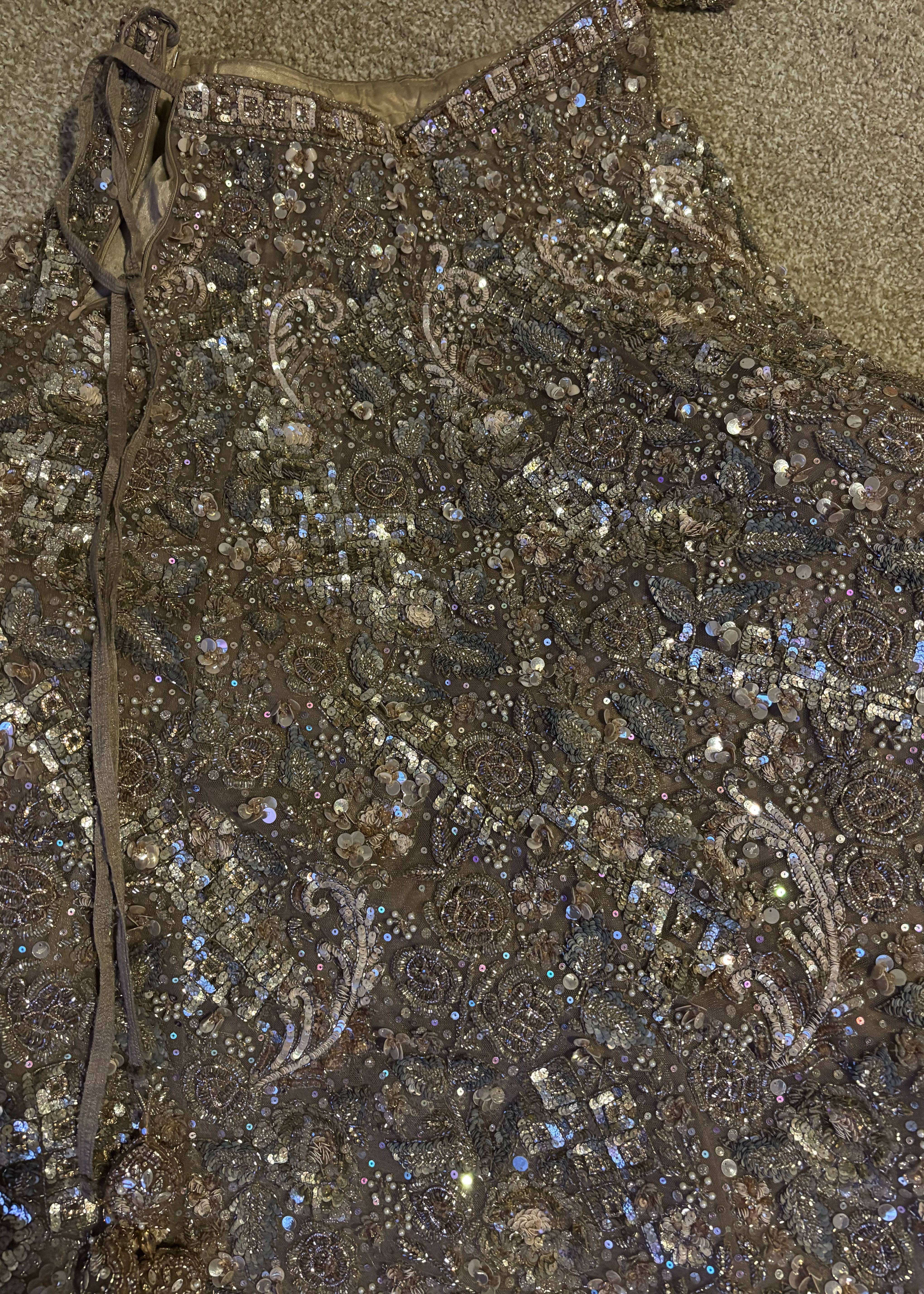 Silver Embellished Bridal Lehenga Image - 4