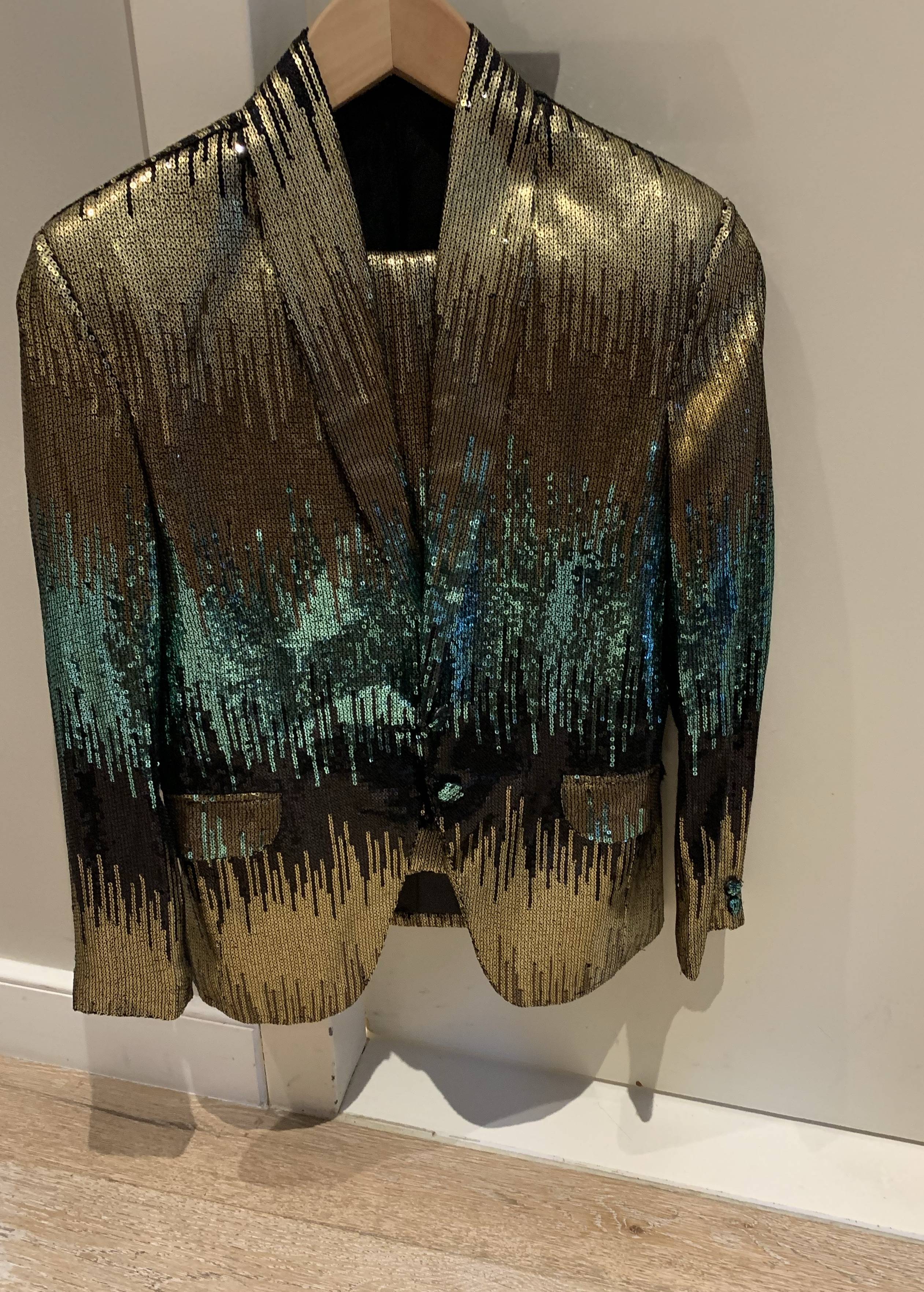 Gold and Teal Sequin Blazer Image - 0
