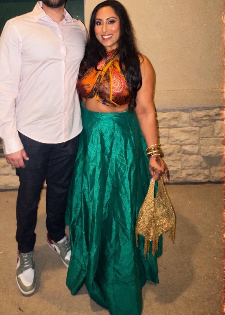 Green Lehenga with Scarf Top Image - 0