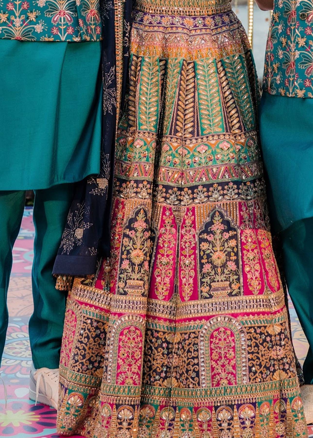 Multicolor Embroidered Bridal Lehenga Image - 2