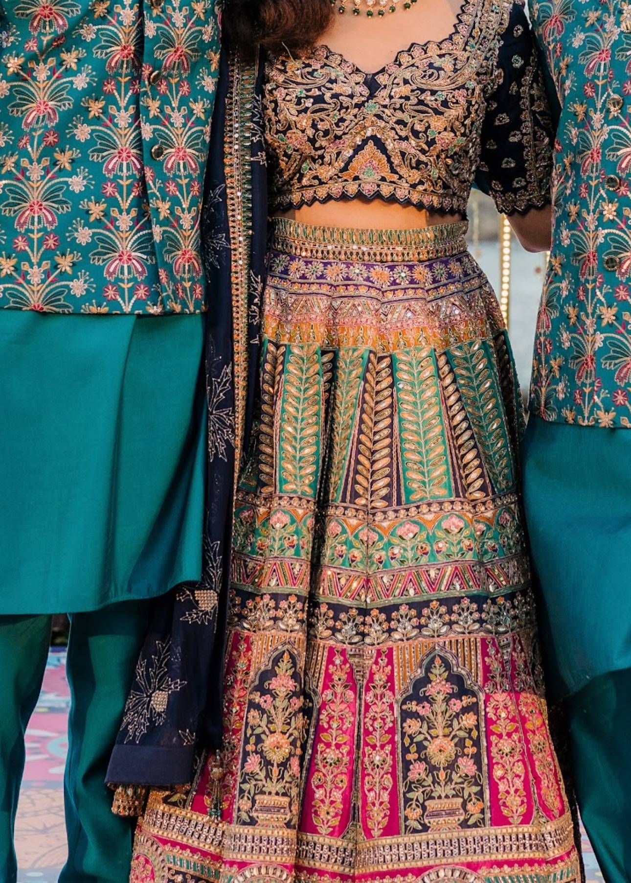 Multicolor Embroidered Bridal Lehenga Image - 1