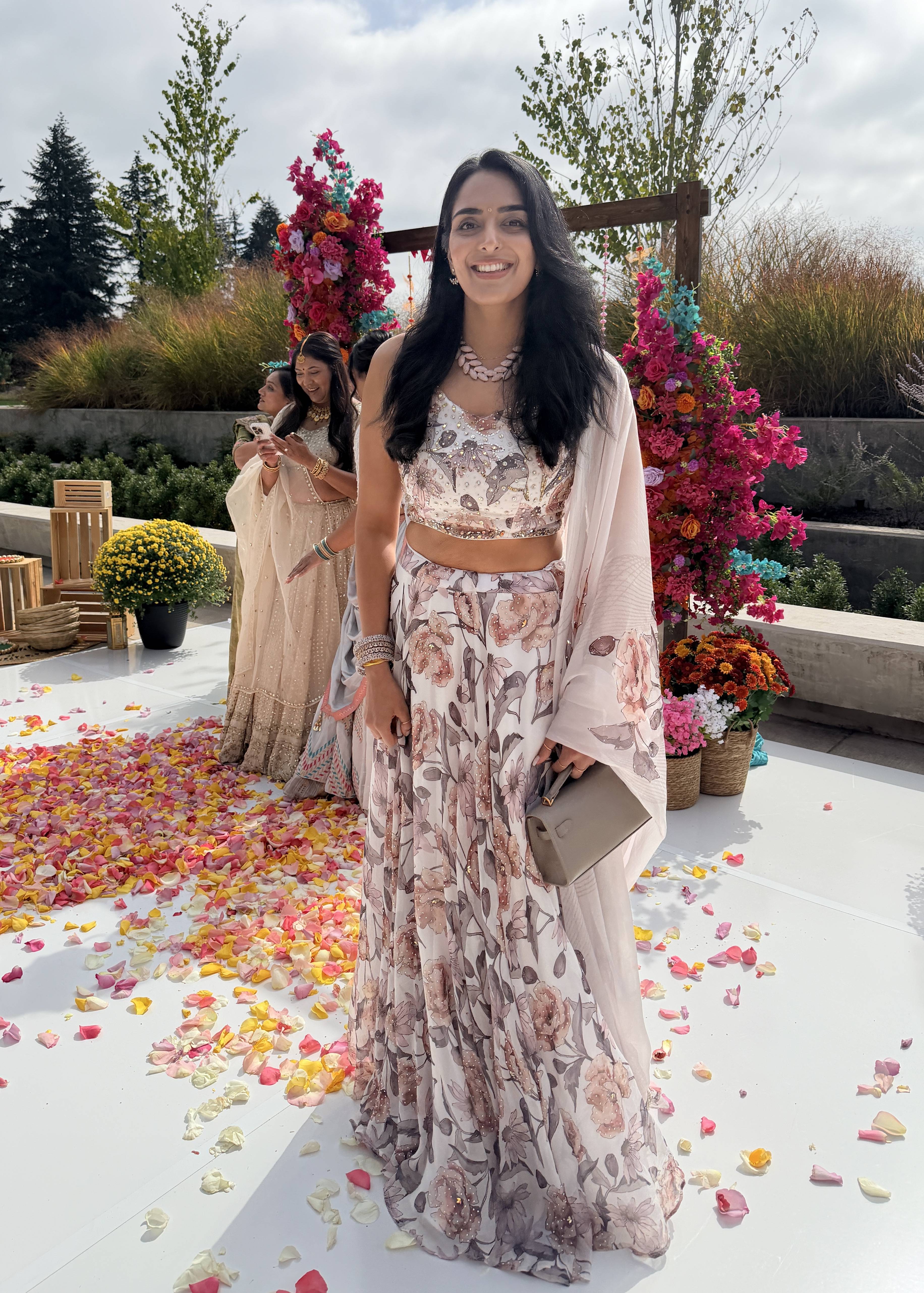 Ivory Floral Printed Lehenga Set Image - 0