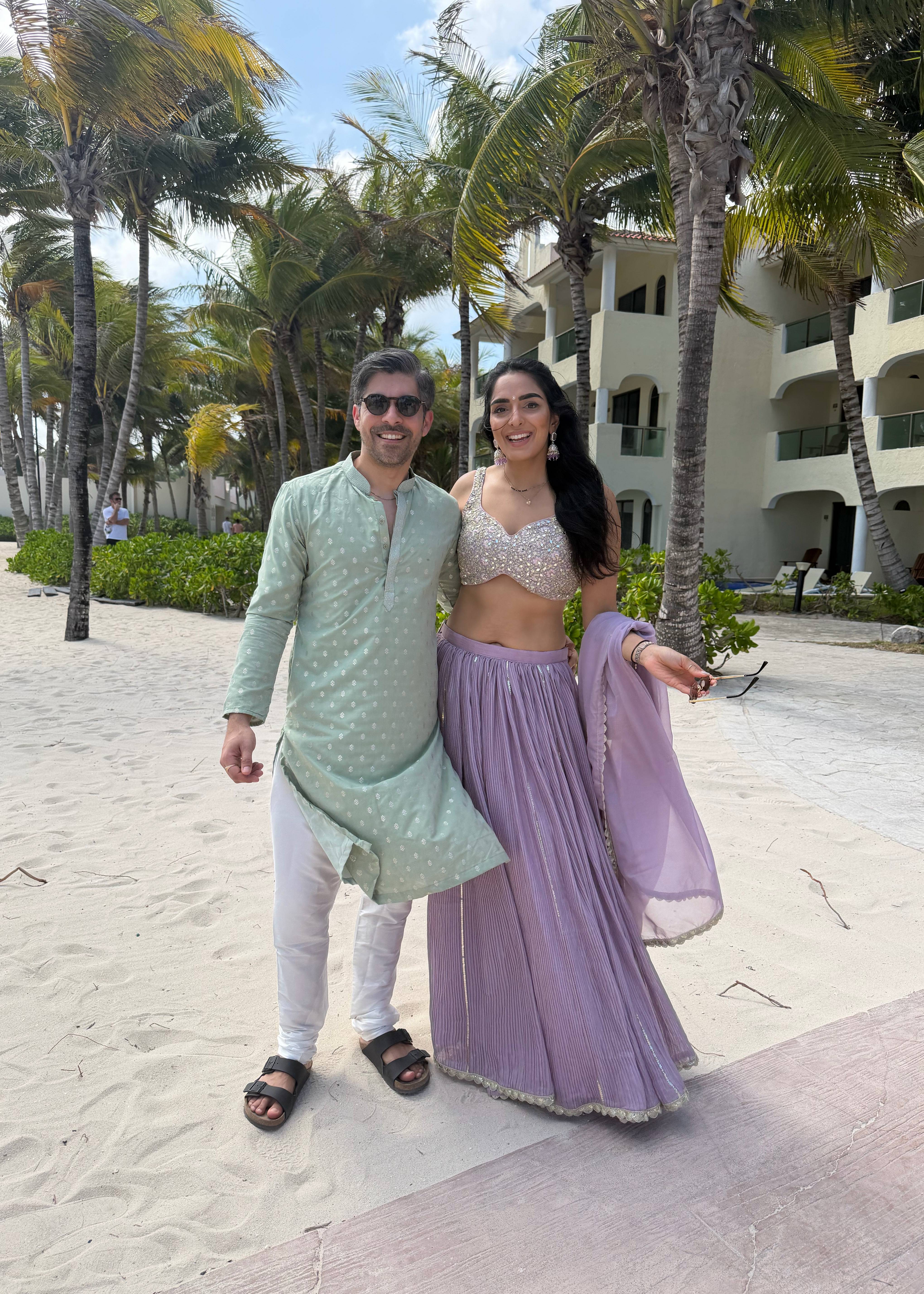 Lilac Pleated Lehenga Set Image - 1