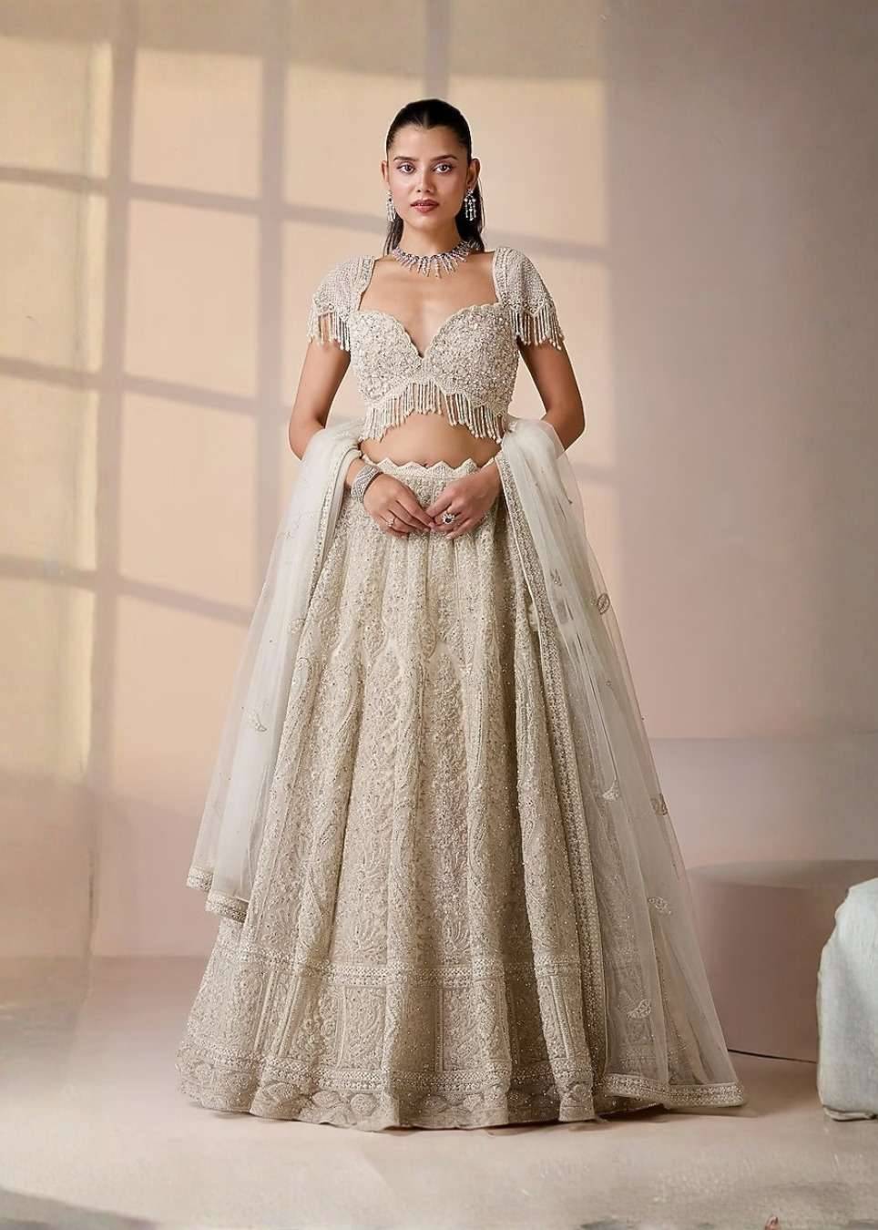Ivory Pearl Embellished Lehenga Set Image - 0