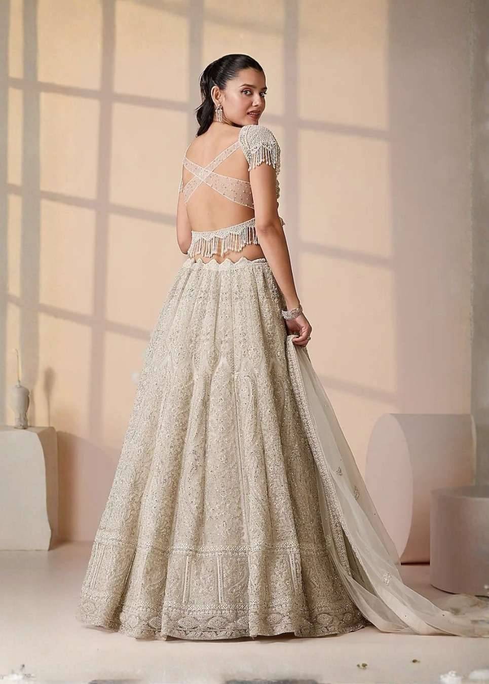 Ivory Pearl Embellished Lehenga Set Image - 1