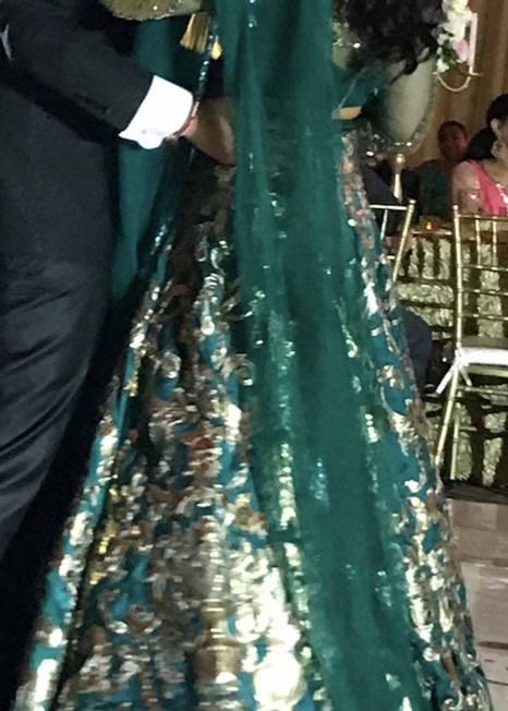 Teal and Gold Foil Lehenga Set Image - 1
