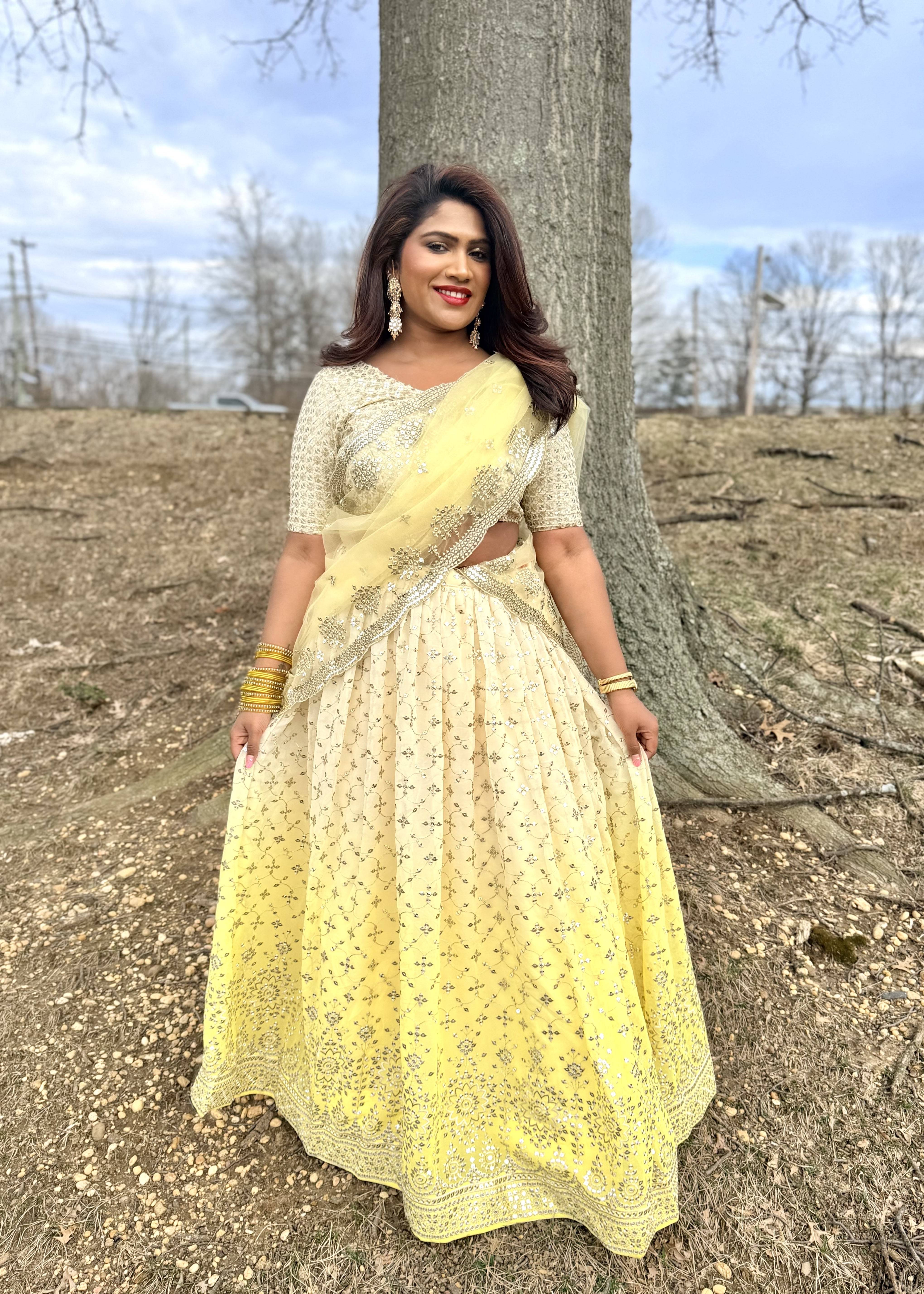 Pale Yellow Embroidered Lehenga Set Image - 0