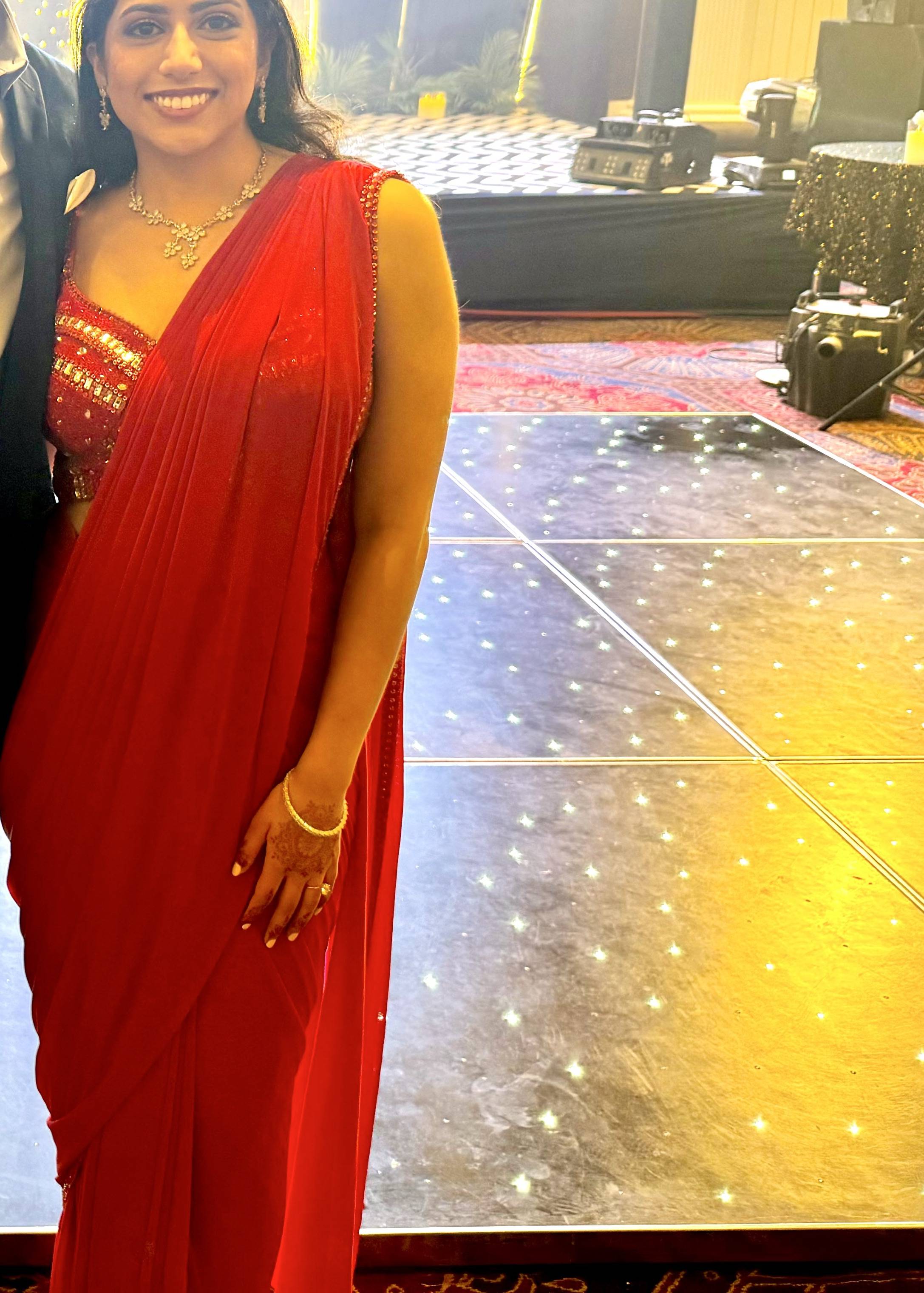 Red Pre-Draped and Pre-Stitched Sari Image - 1