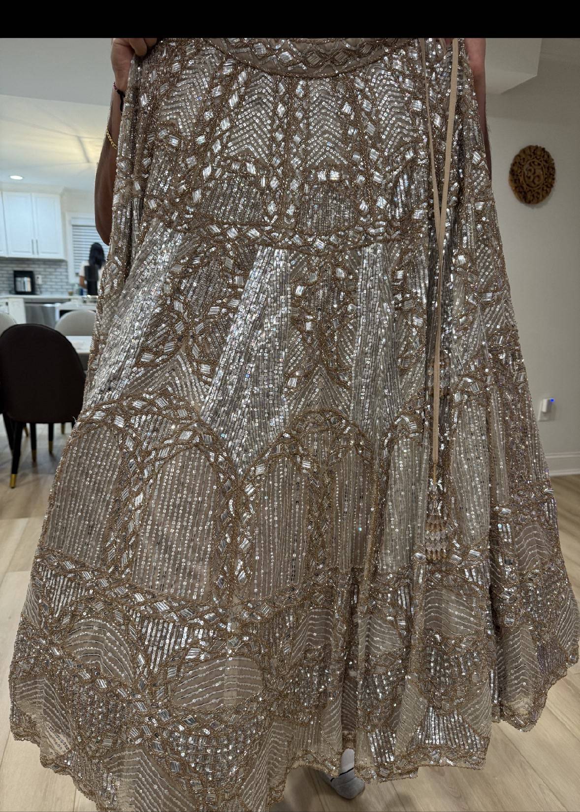 Champagne Gold Sequin Lehenga Set Image - 2
