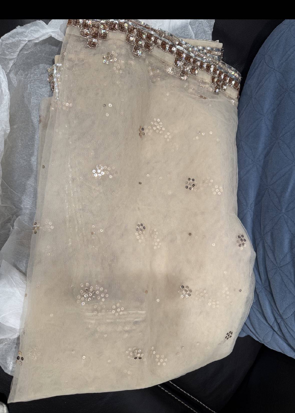 Champagne Gold Sequin Lehenga Set Image - 5
