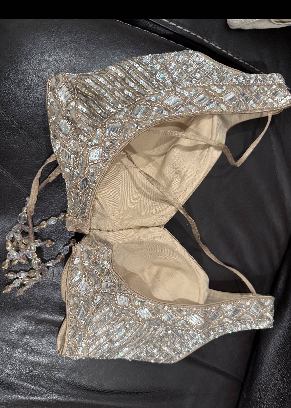 Champagne Gold Sequin Lehenga Set Image - 4