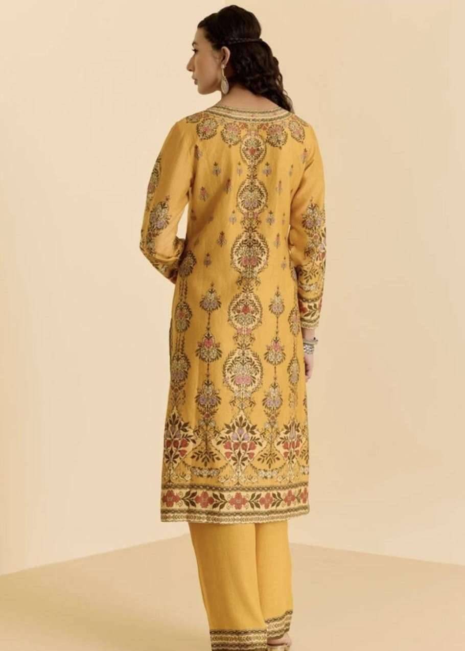 Yellow Floral Embroidered Kurta Set Image - 3