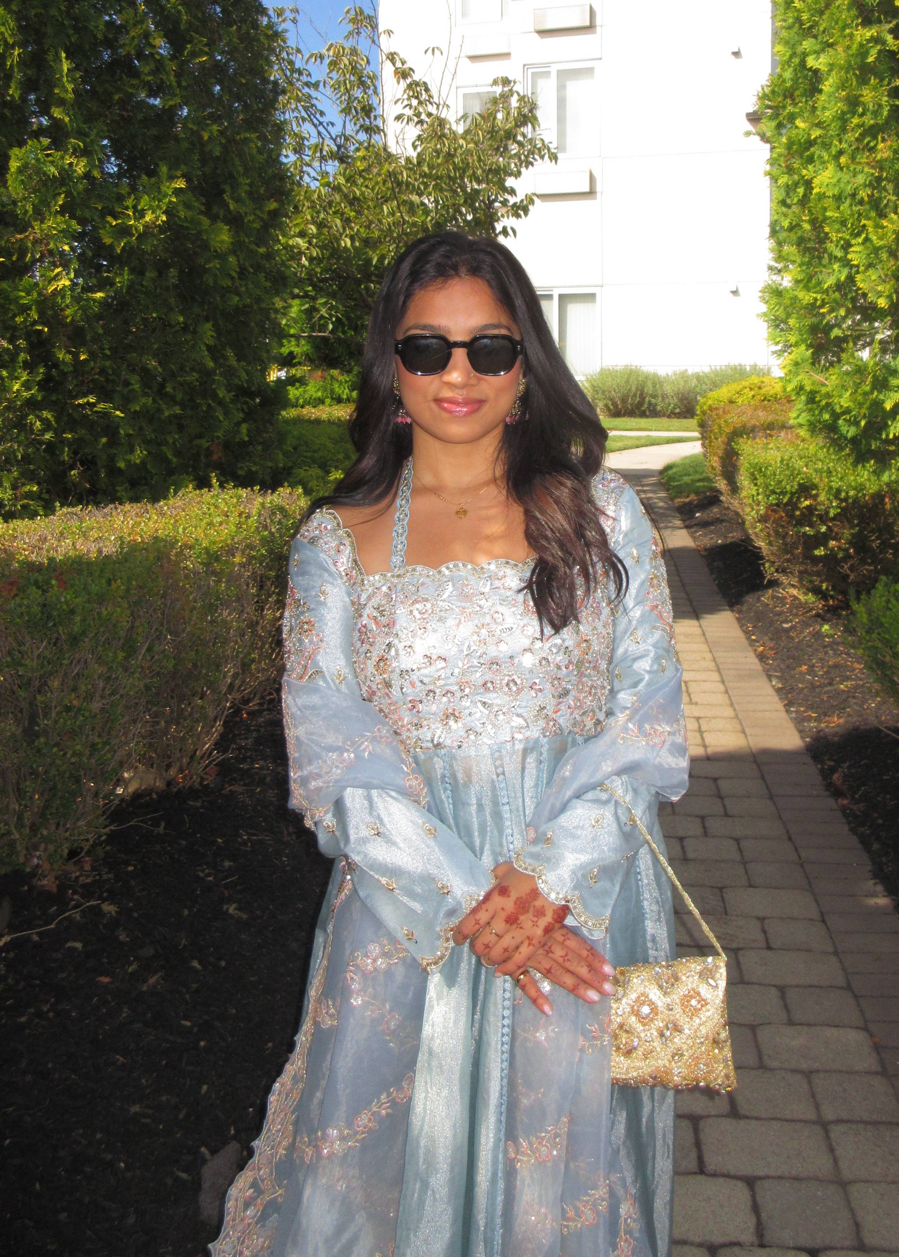 Ice Blue Embellished Anarkali Set Image - 1