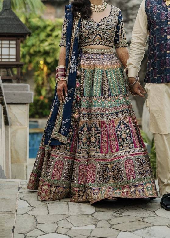 Multicolor Embroidered Bridal Lehenga Image - 0