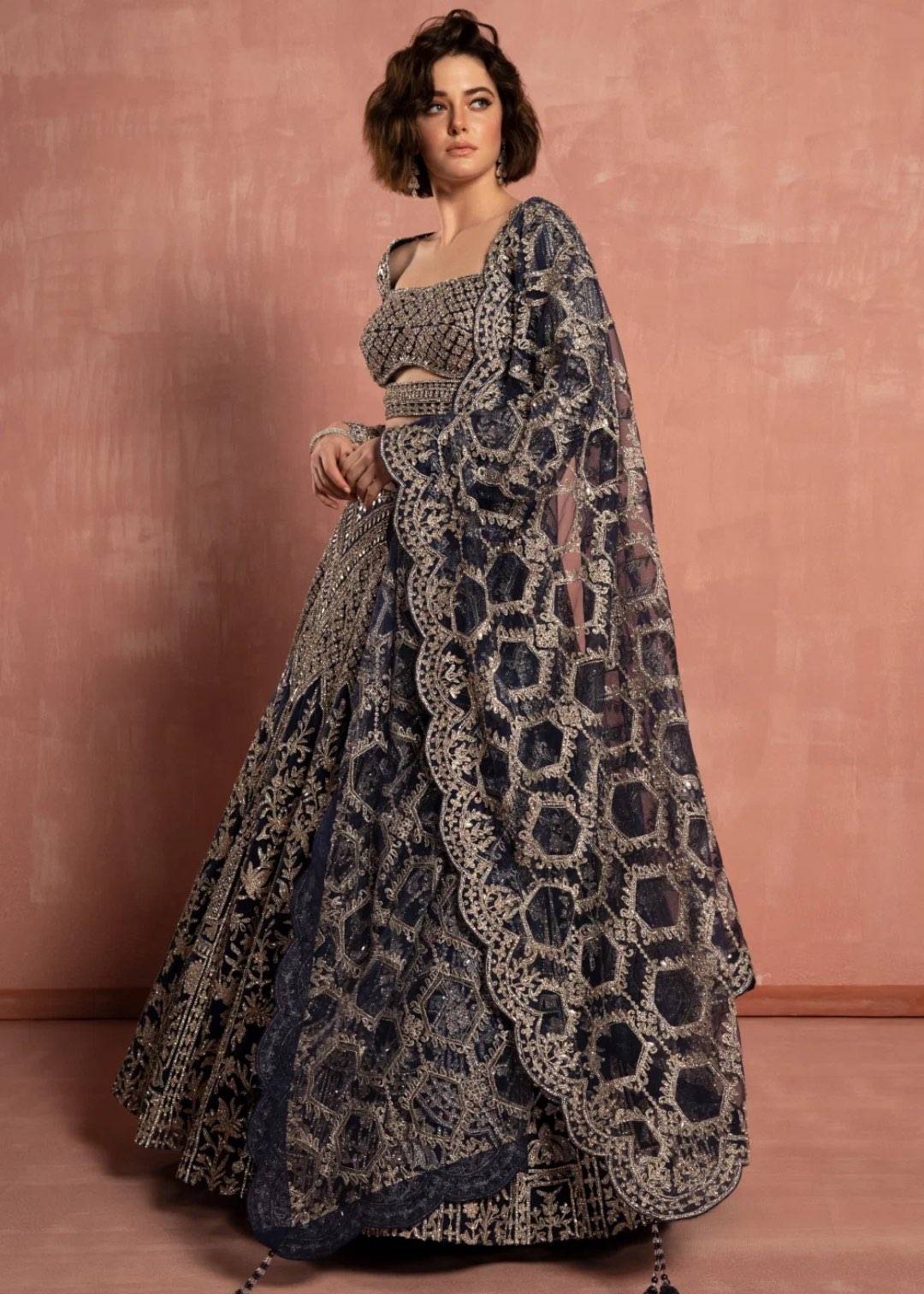Black and Gold Embroidered Lehenga Image - 2