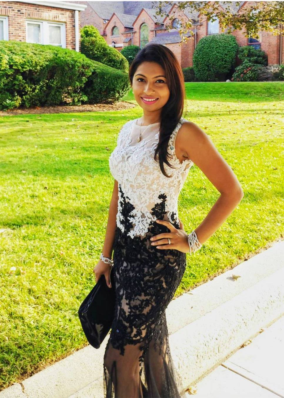 Black and Ivory Lace Gown Image - 1
