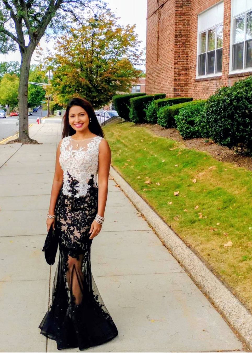 Black and Ivory Lace Gown Image - 0