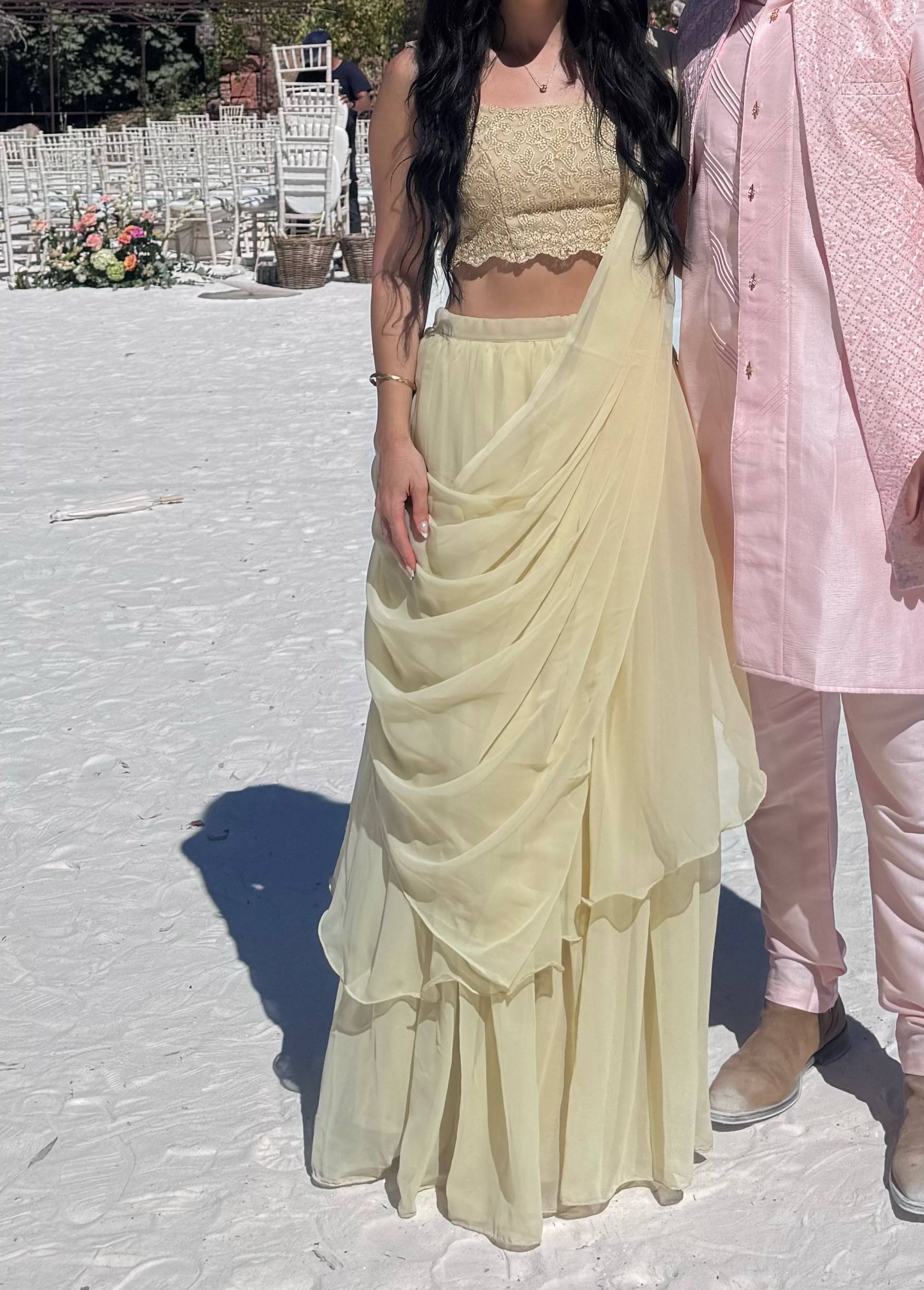 Beige Embroidered Lehenga Set Image - 0