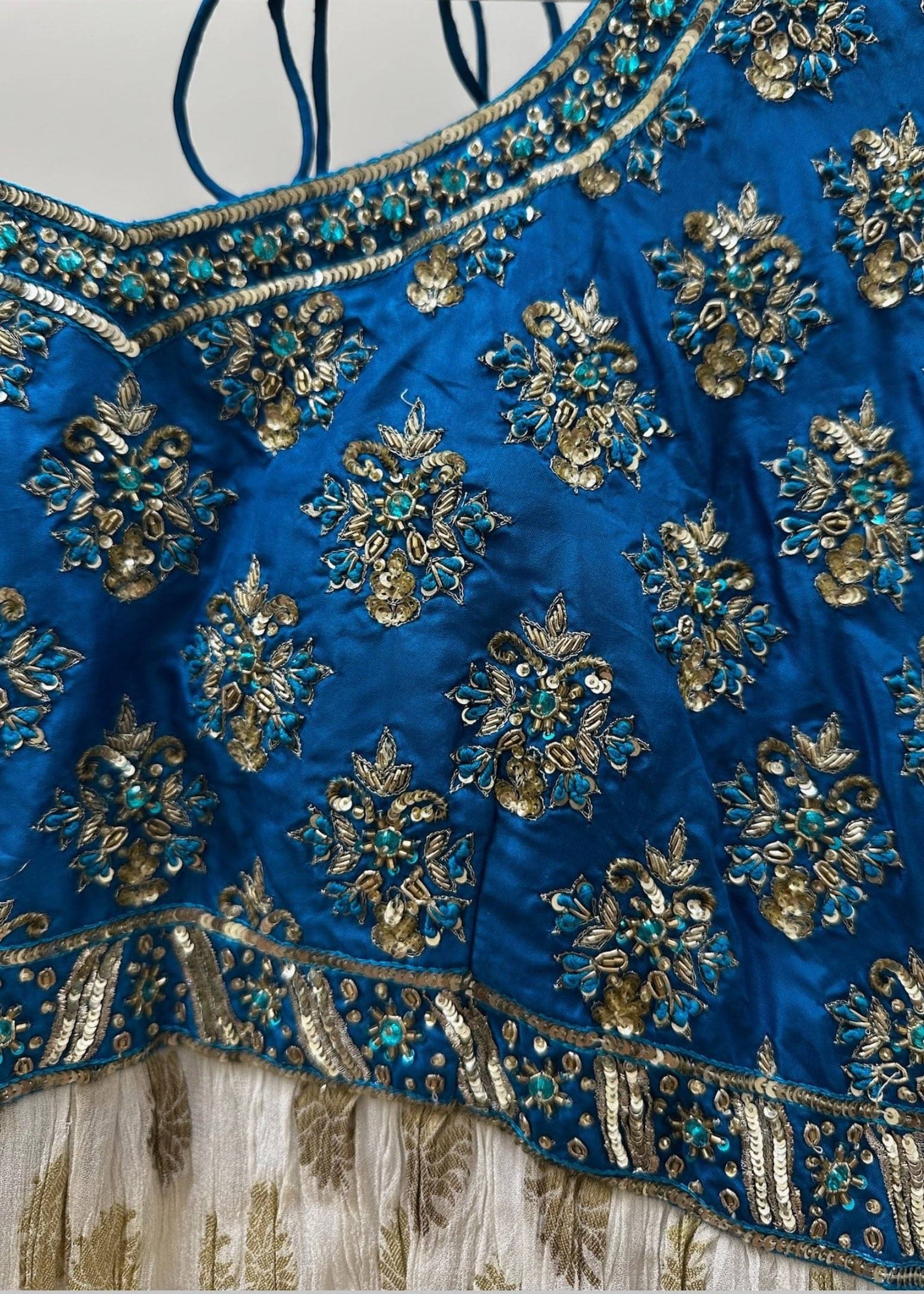 Blue and Gold Embroidered Anarkali Suit Image - 3