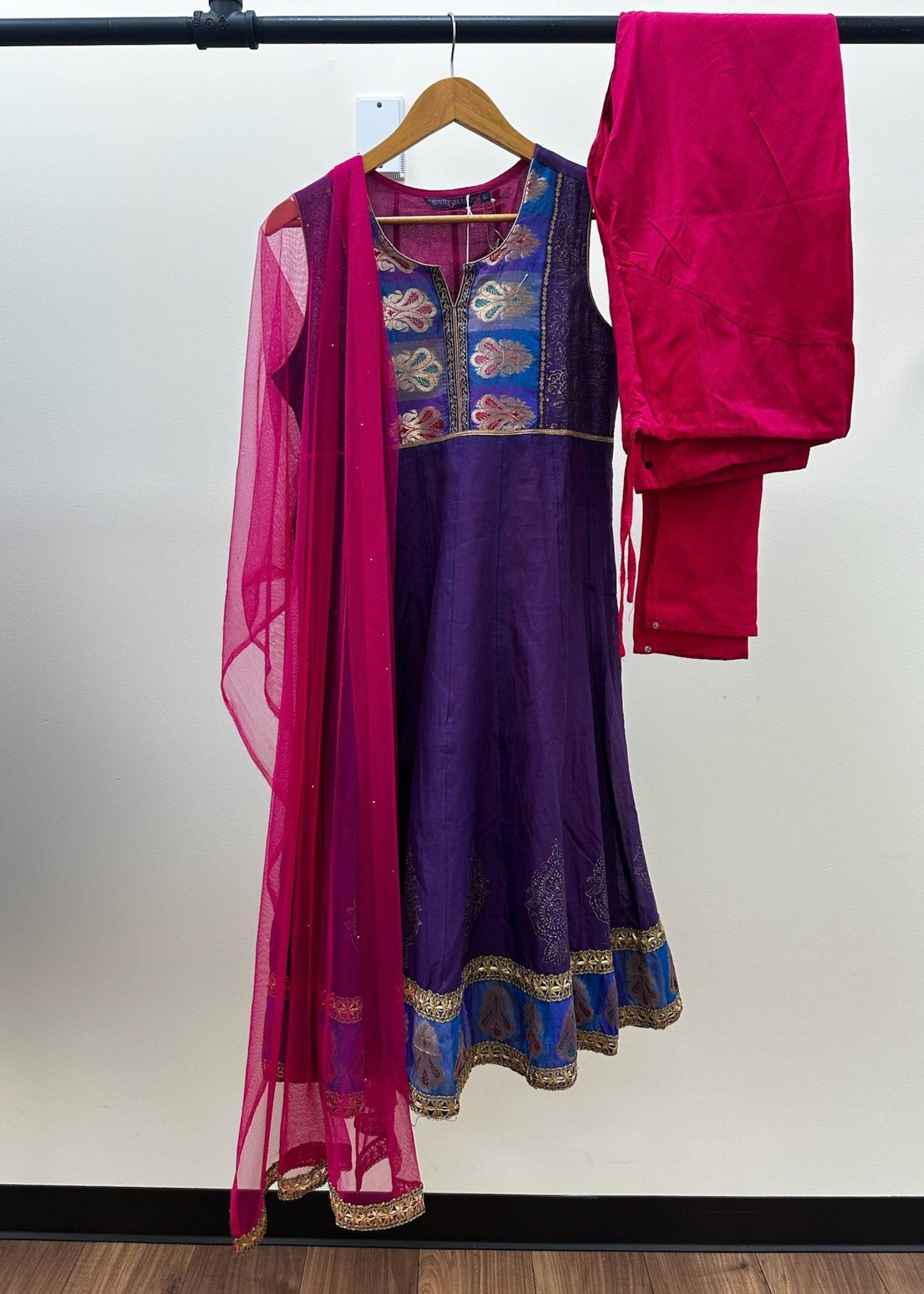 Purple and Pink Embellished Indian Suit Image - 0