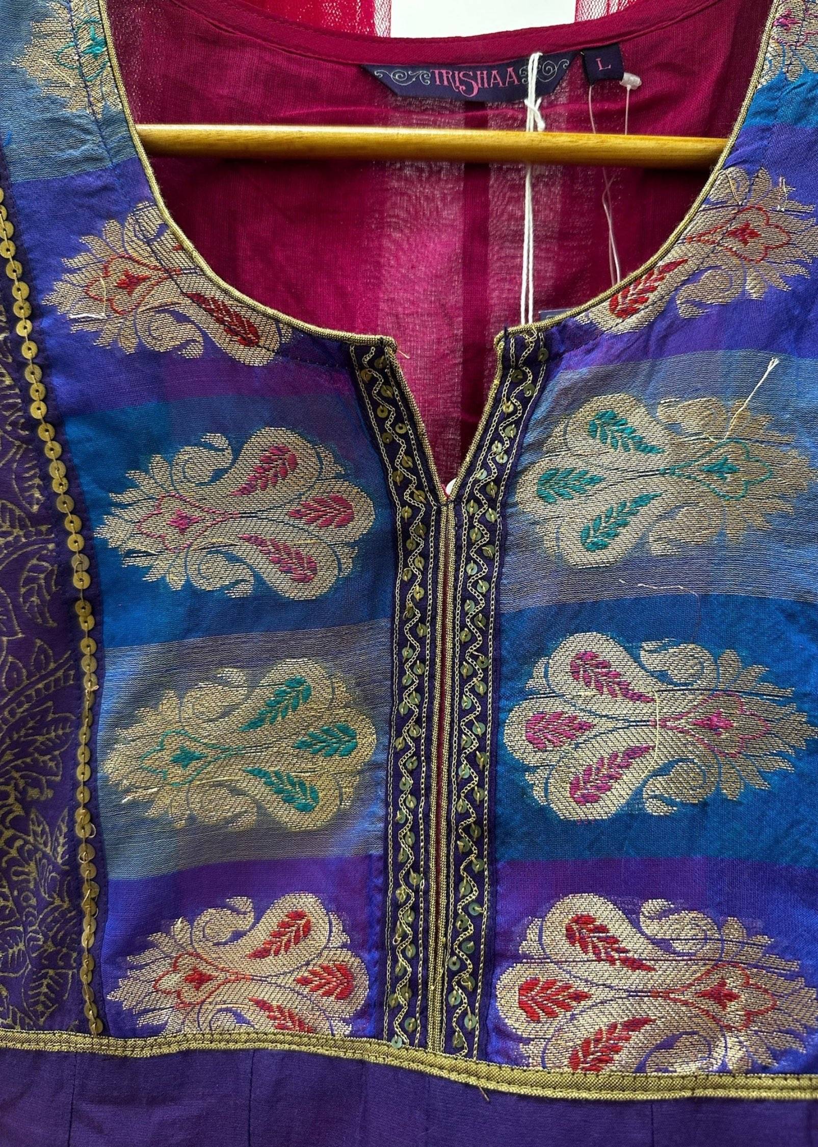  Purple and Pink Embellished Indian Suit Image - 3