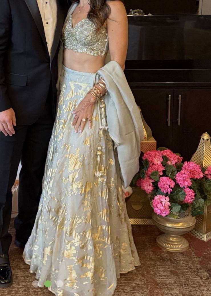 Sage and Gold Lehenga Image - 5
