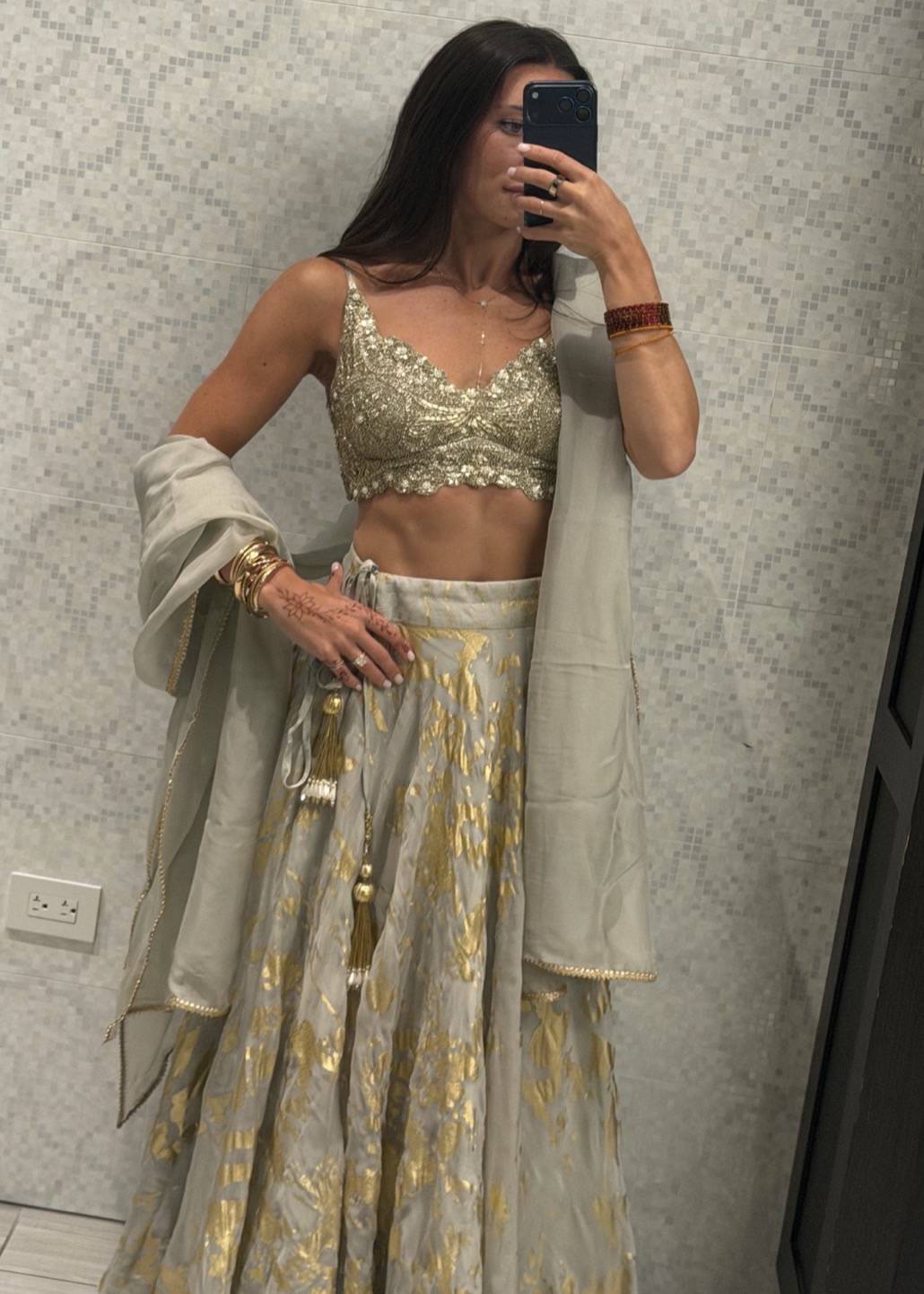 Sage and Gold Lehenga Image - 4