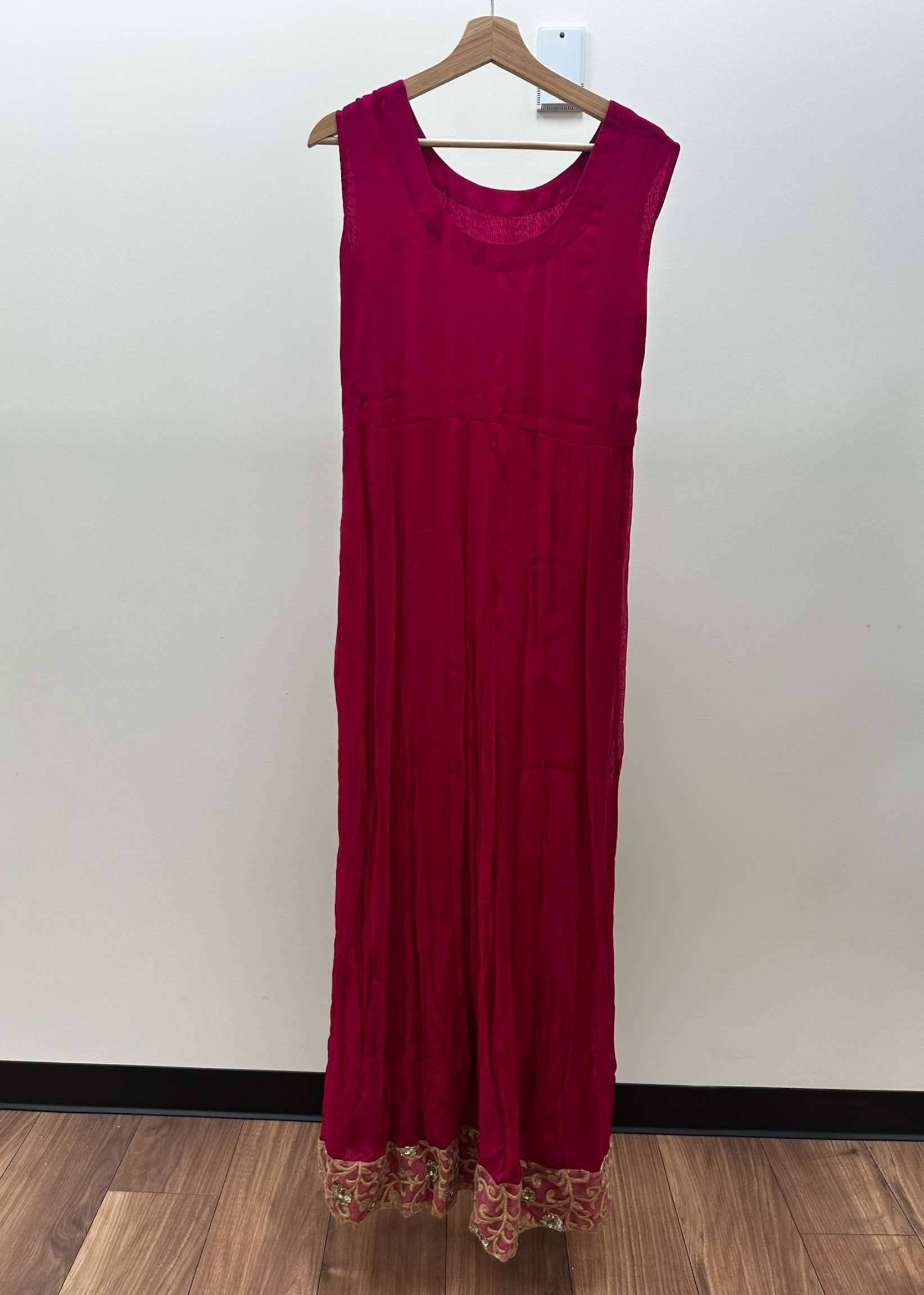 Pink Gown with Champagne Gold Embroidered Overlay Image - 3