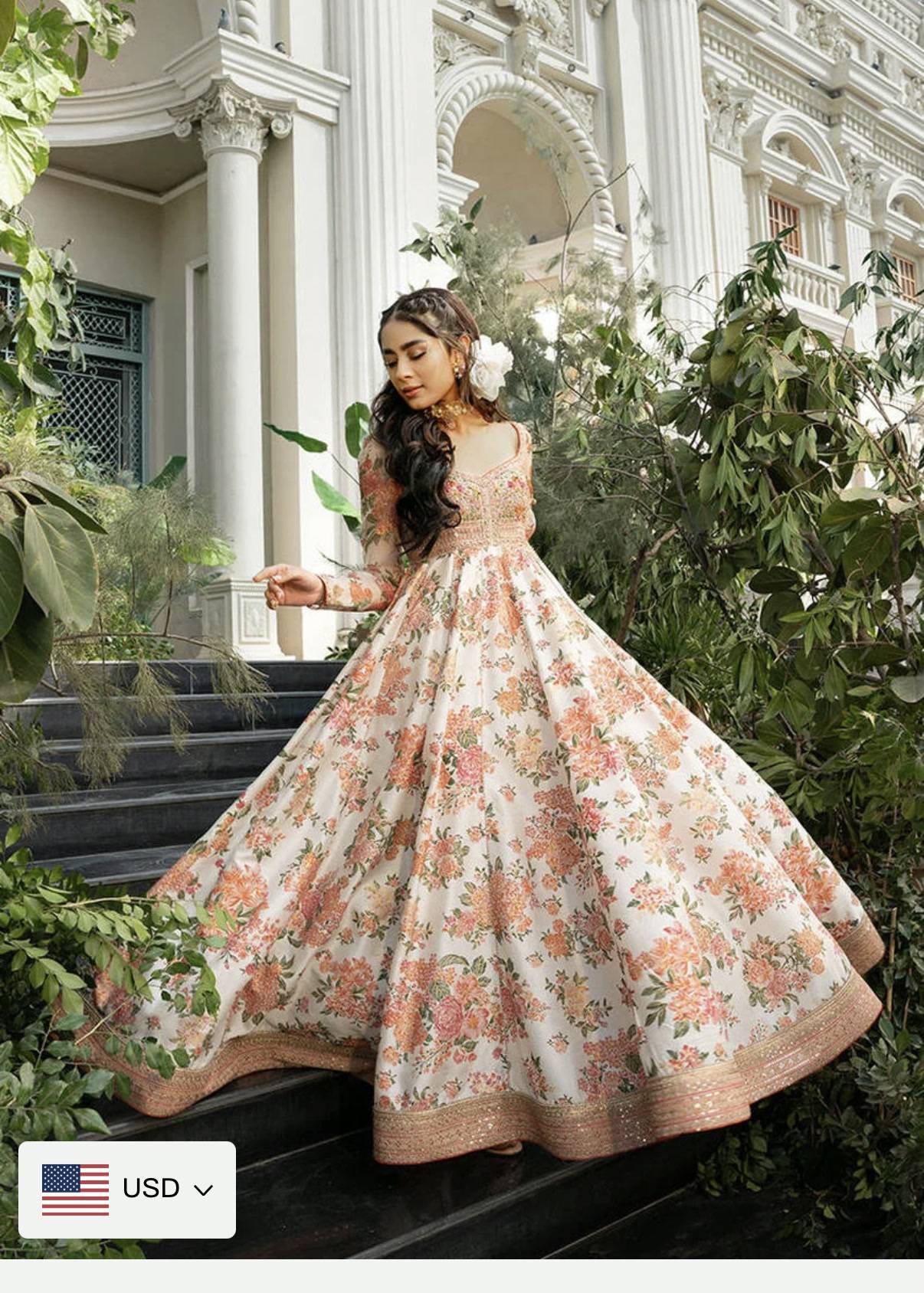 Ivory Floral Anarkali Image - 3