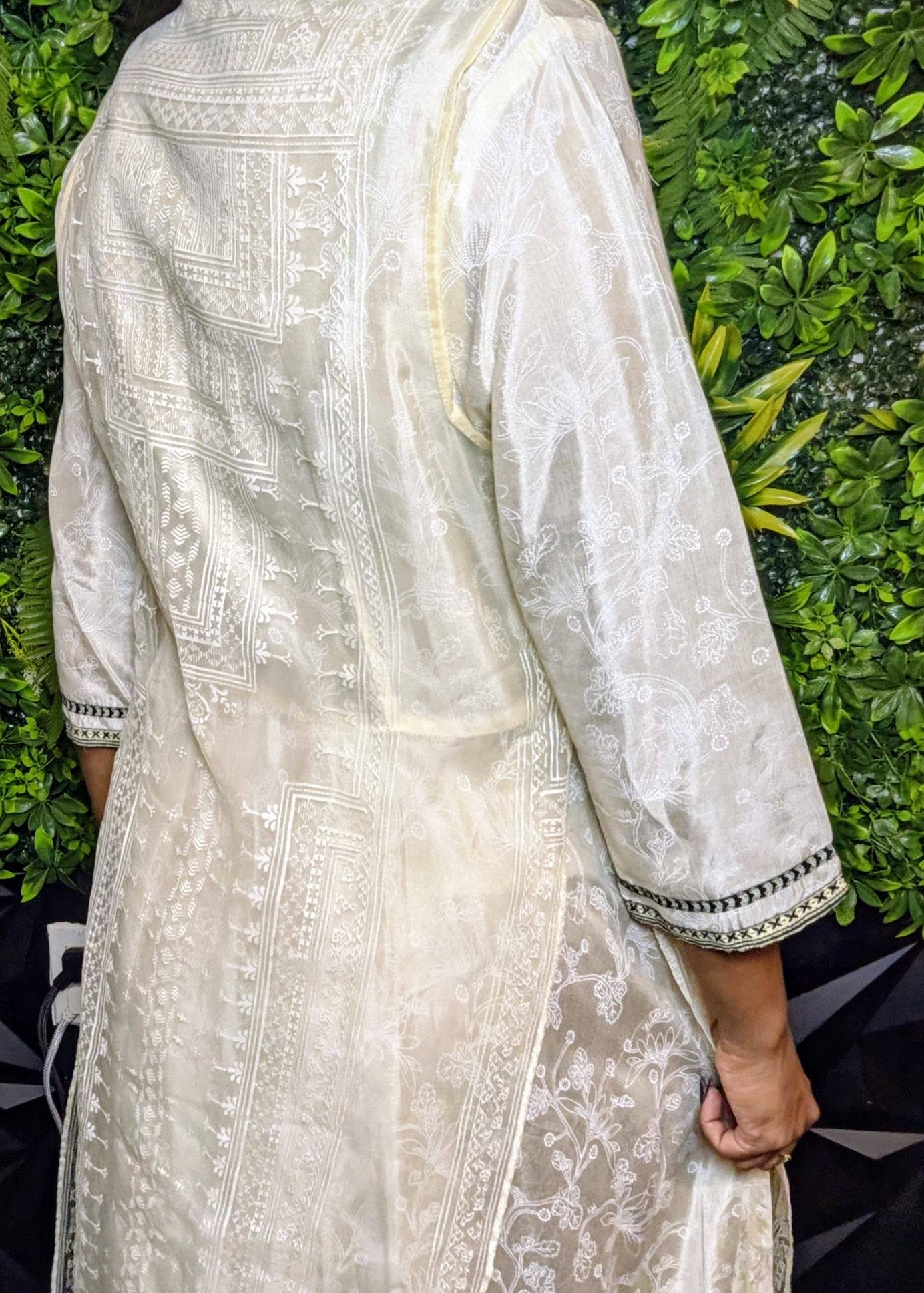 Ivory and Black Embroidered Kurta Set Image - 1