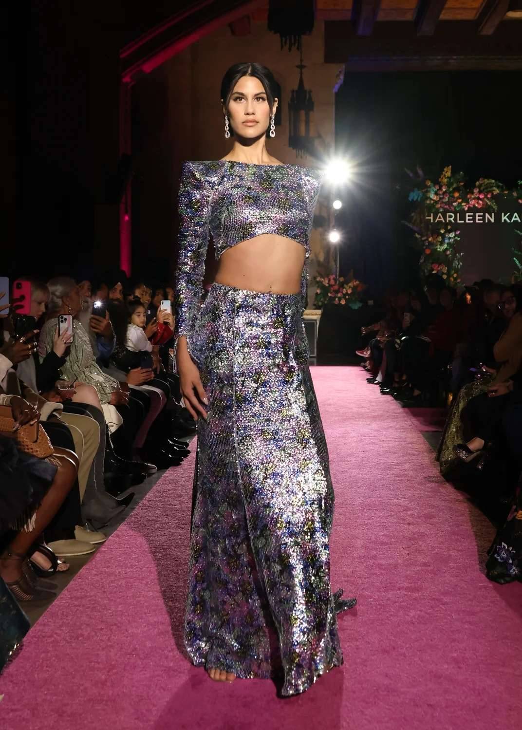 MORAYA Floral Printed Sequin Mermaid Lehenga Skirt Image - 1