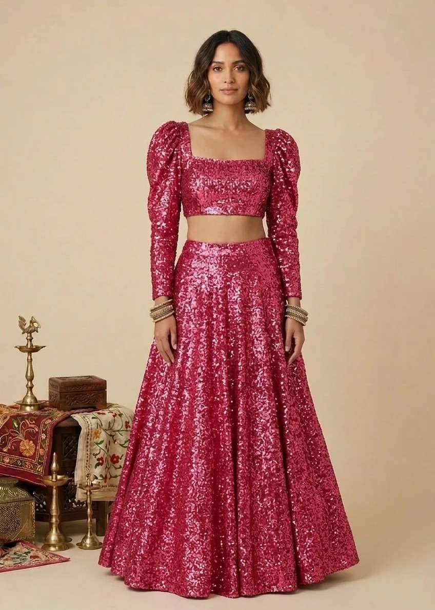 RITIKA Metallic Pink Lehenga Skirt Regular Price Image - 0
