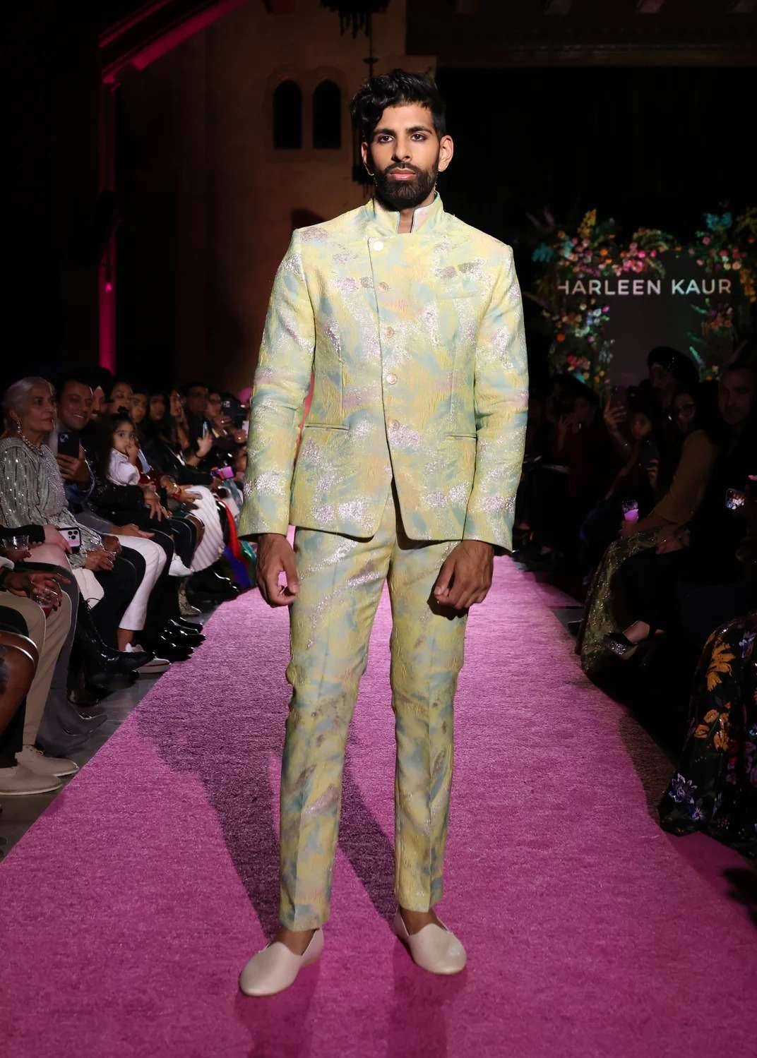 VISH Mint and Yellow Brushstroke Pants Image - 0