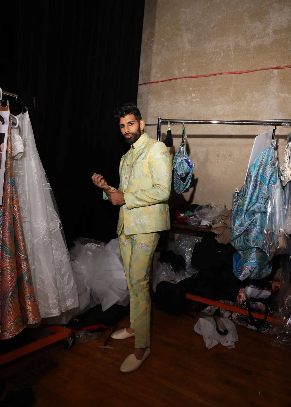 VISH Mint and Yellow Brushstroke Pants Image - 1