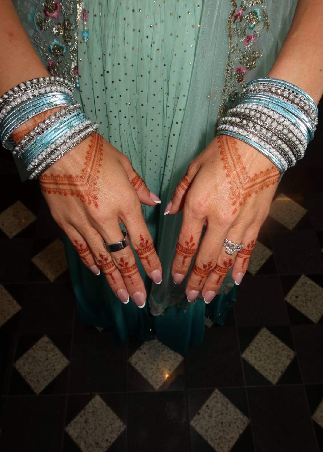 Powder Blue & Silver Pearl Bangle Set Image - 0