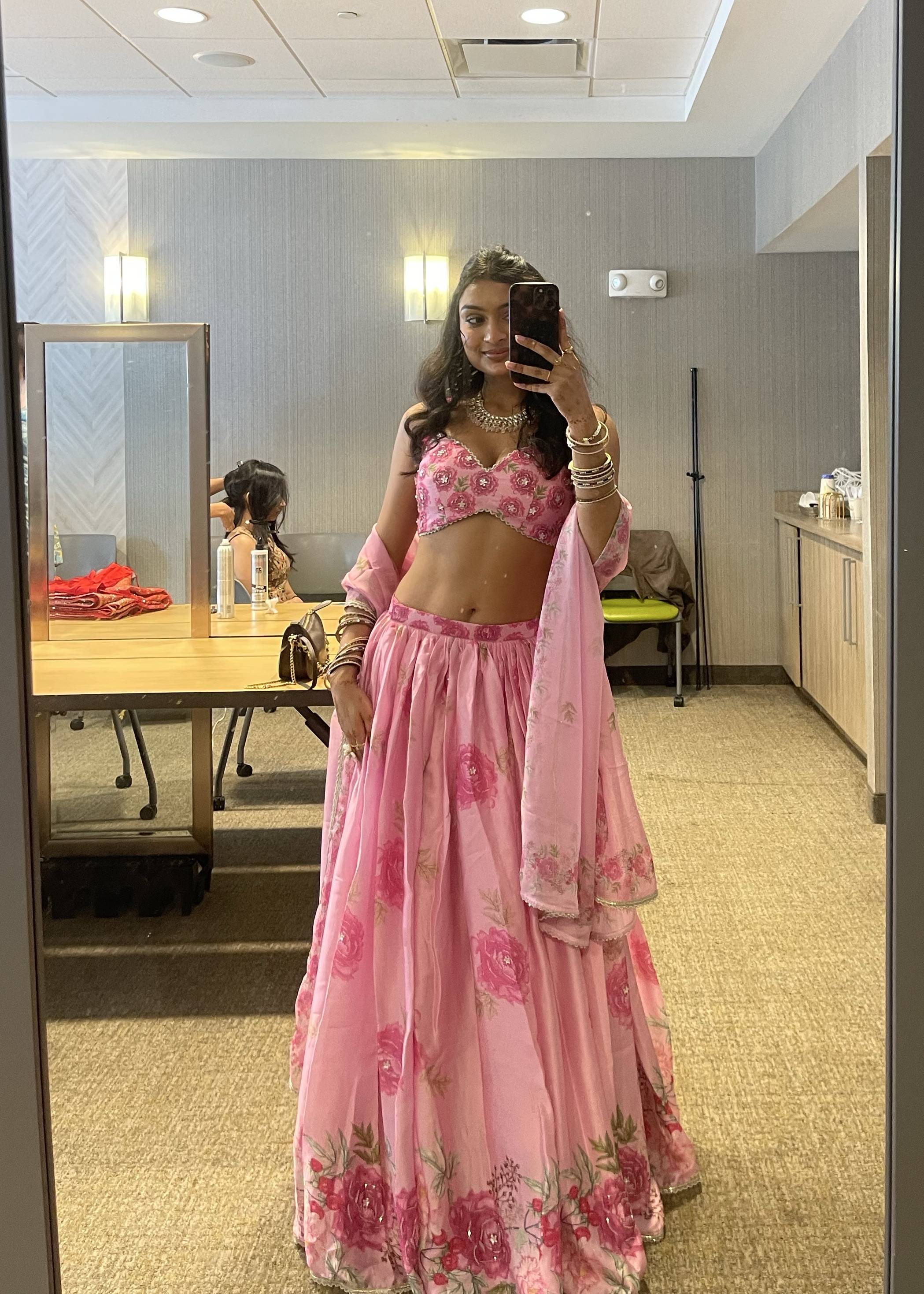 Pink Floral Lehenga Set Image - 0